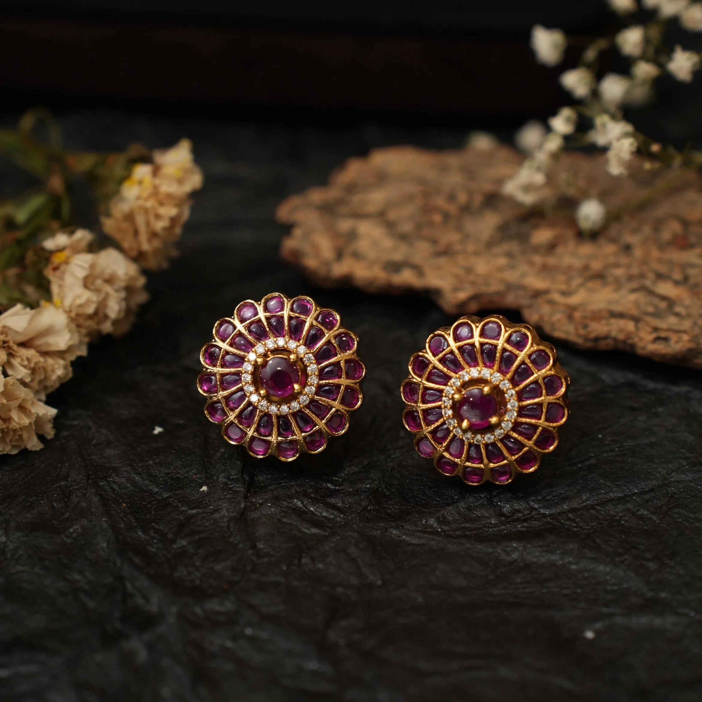 Etasha Antique Ear Stud - Red