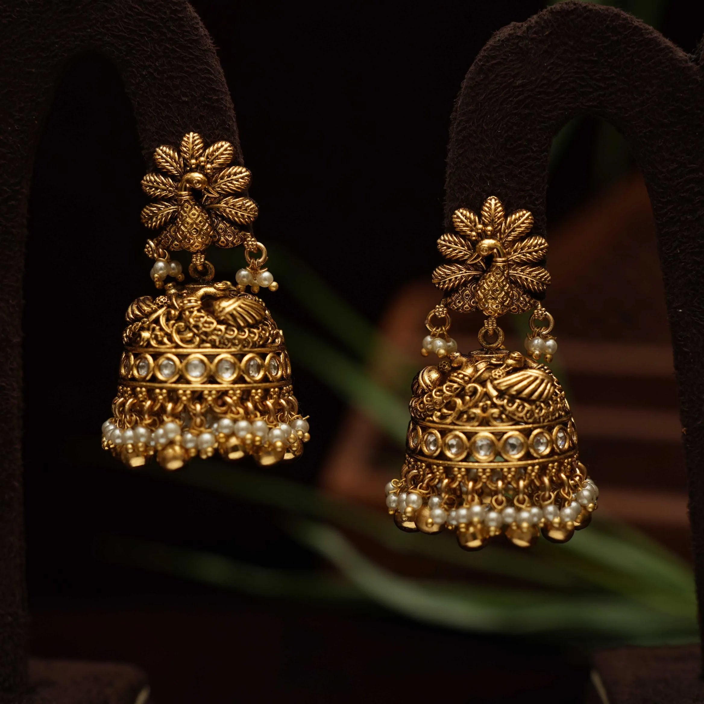 Ezhini Antique Jhumka Earrings