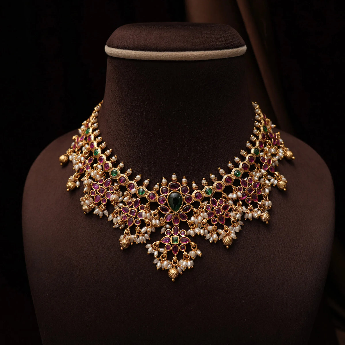 Falisha Guttupusulu Necklace - Red and Green