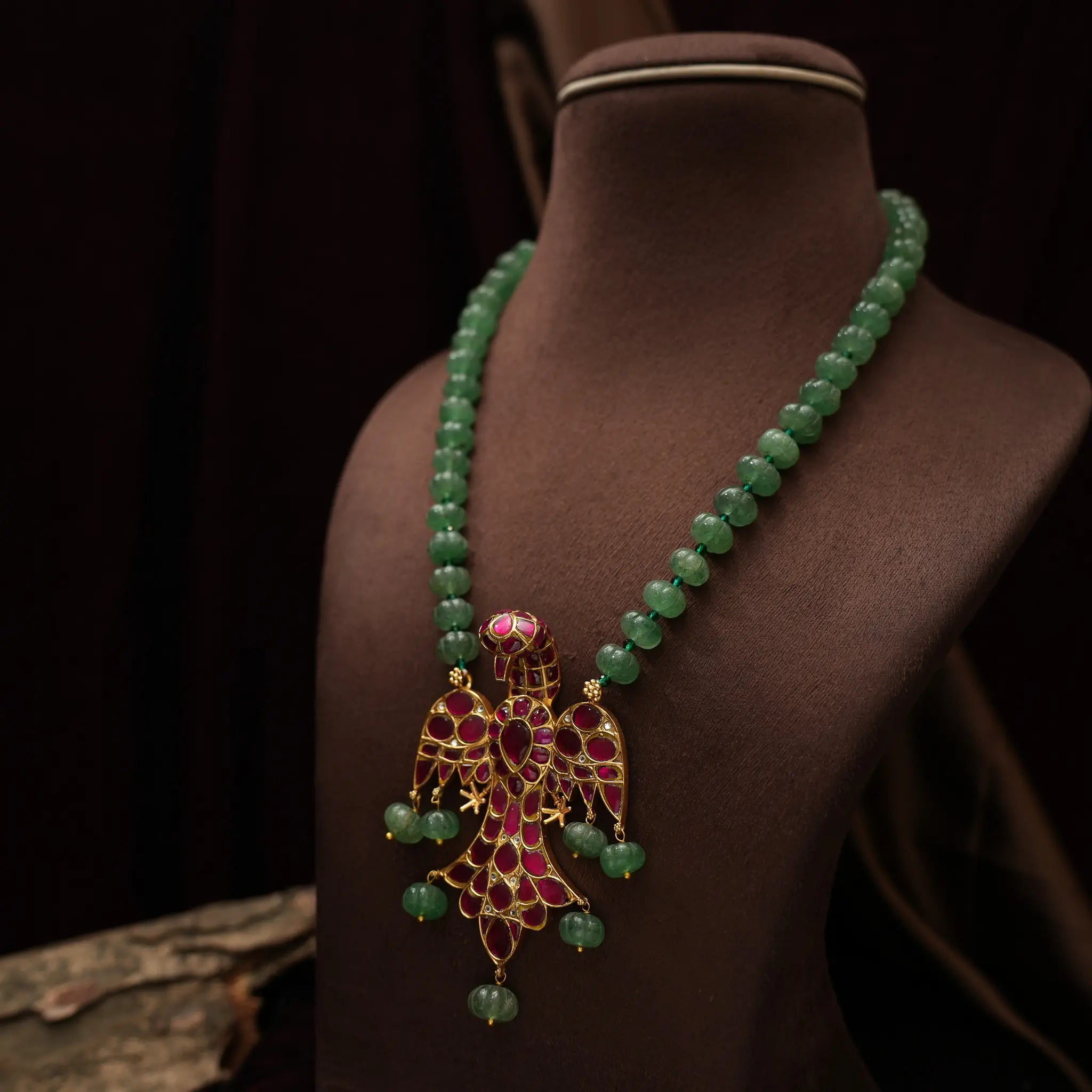 Fanisha Polki Beaded Necklace - Red