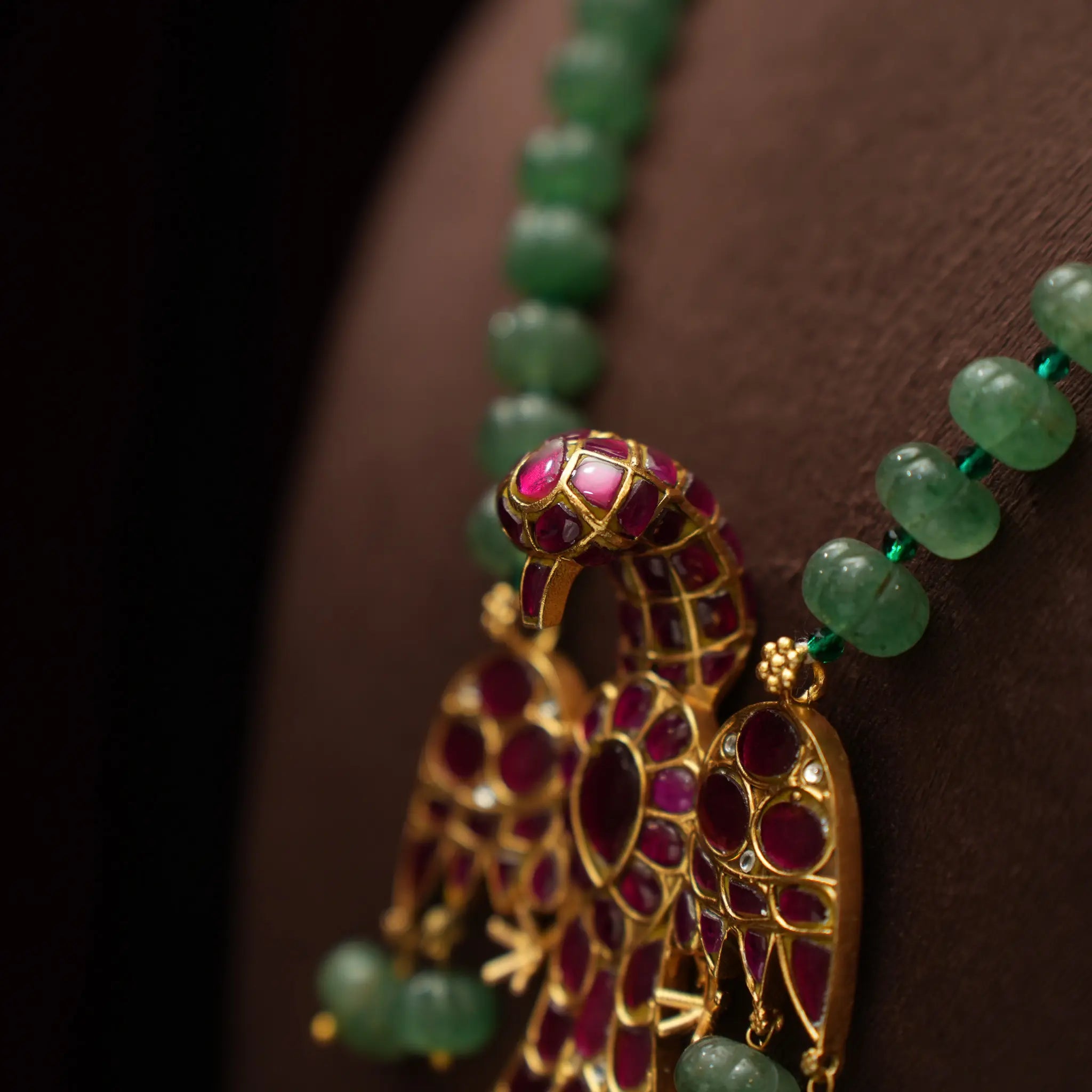 Fanisha Polki Beaded Necklace - Red