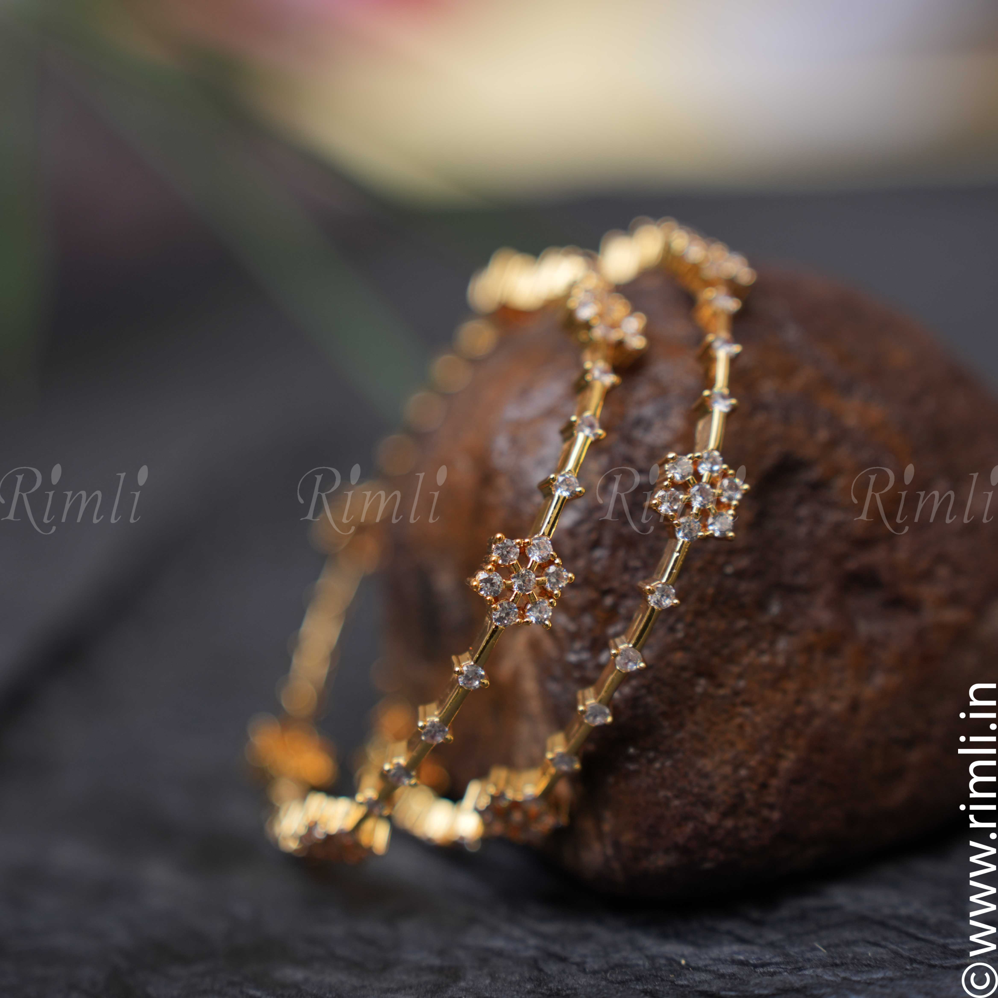 Floral White Stone Bangles