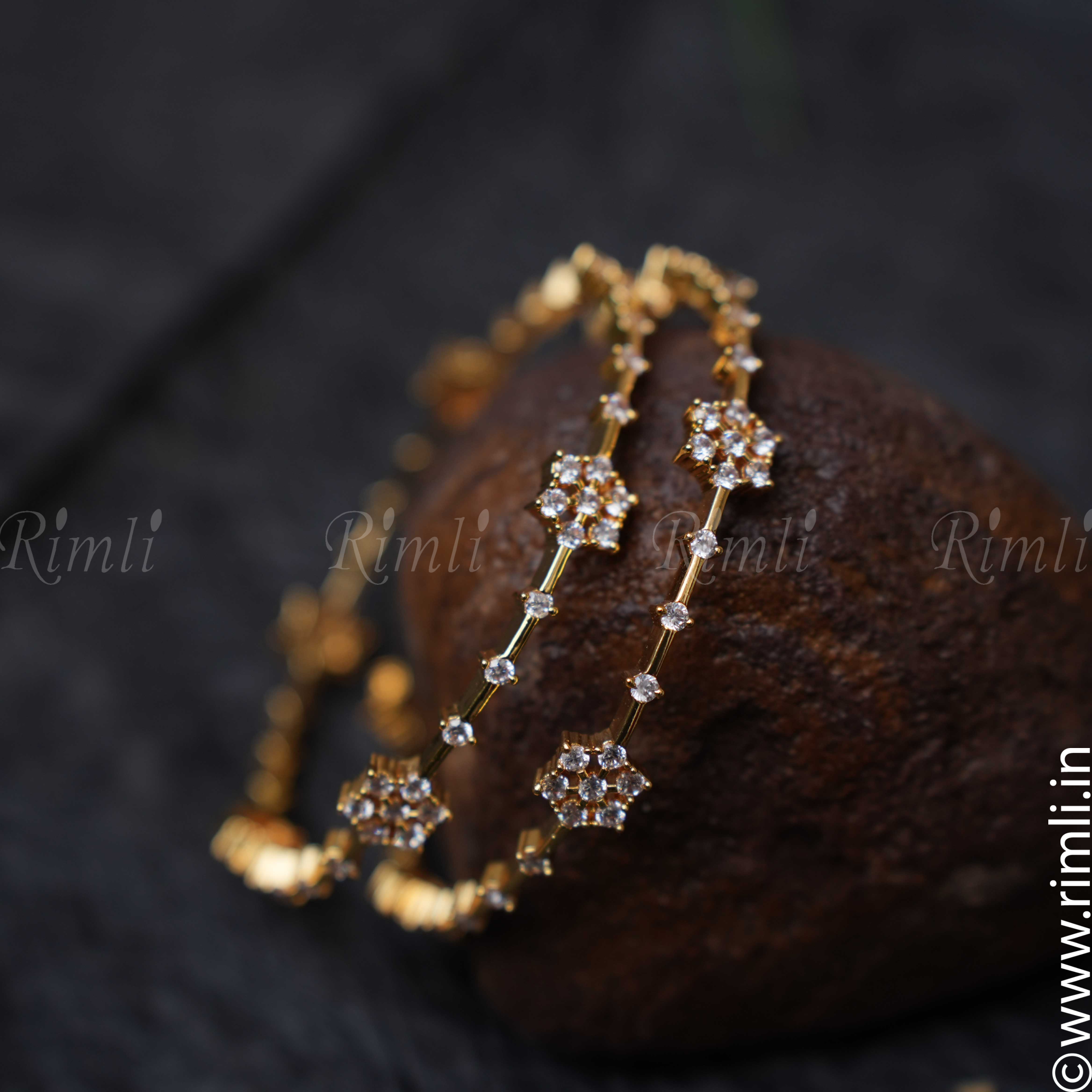 Floral White Stone Bangles