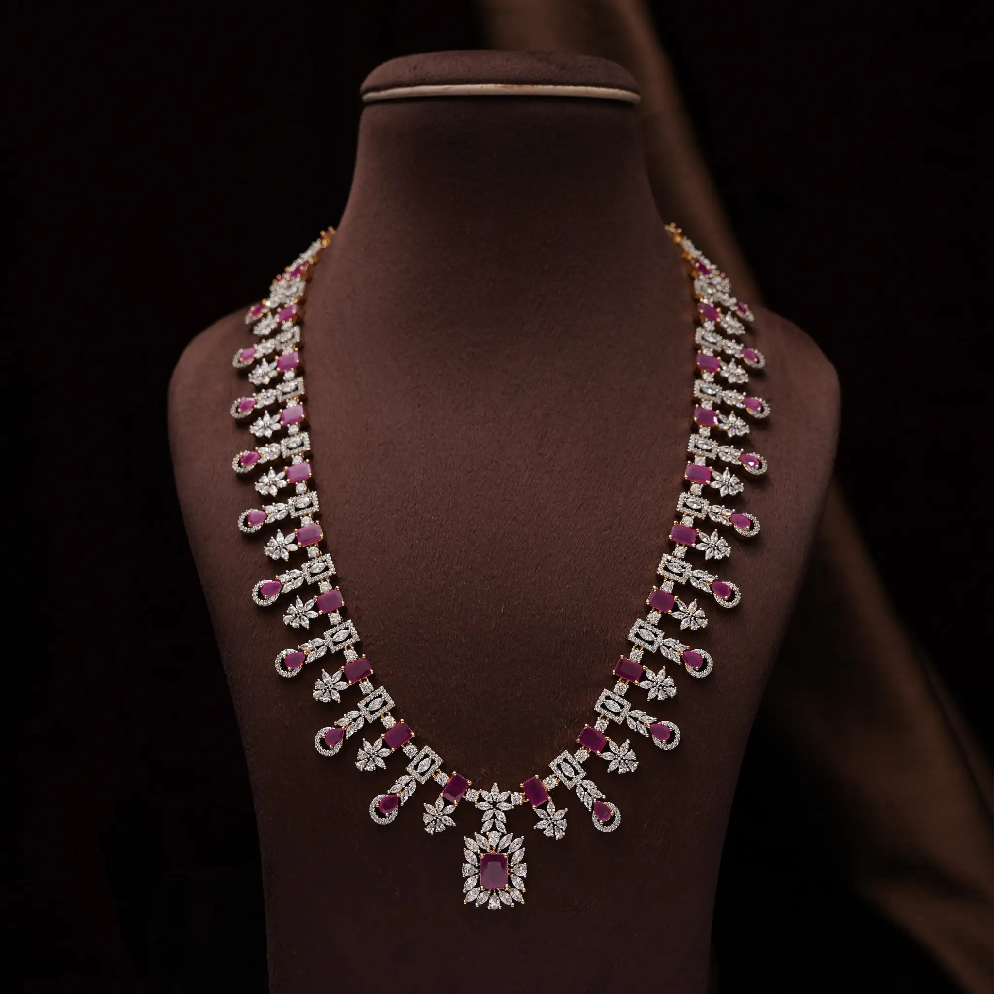 Furkan Zircon Necklace - Ruby Red