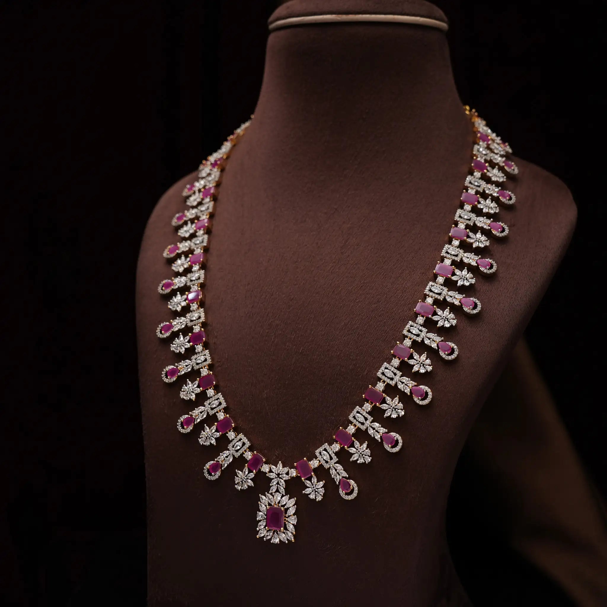 Furkan Zircon Necklace - Ruby Red