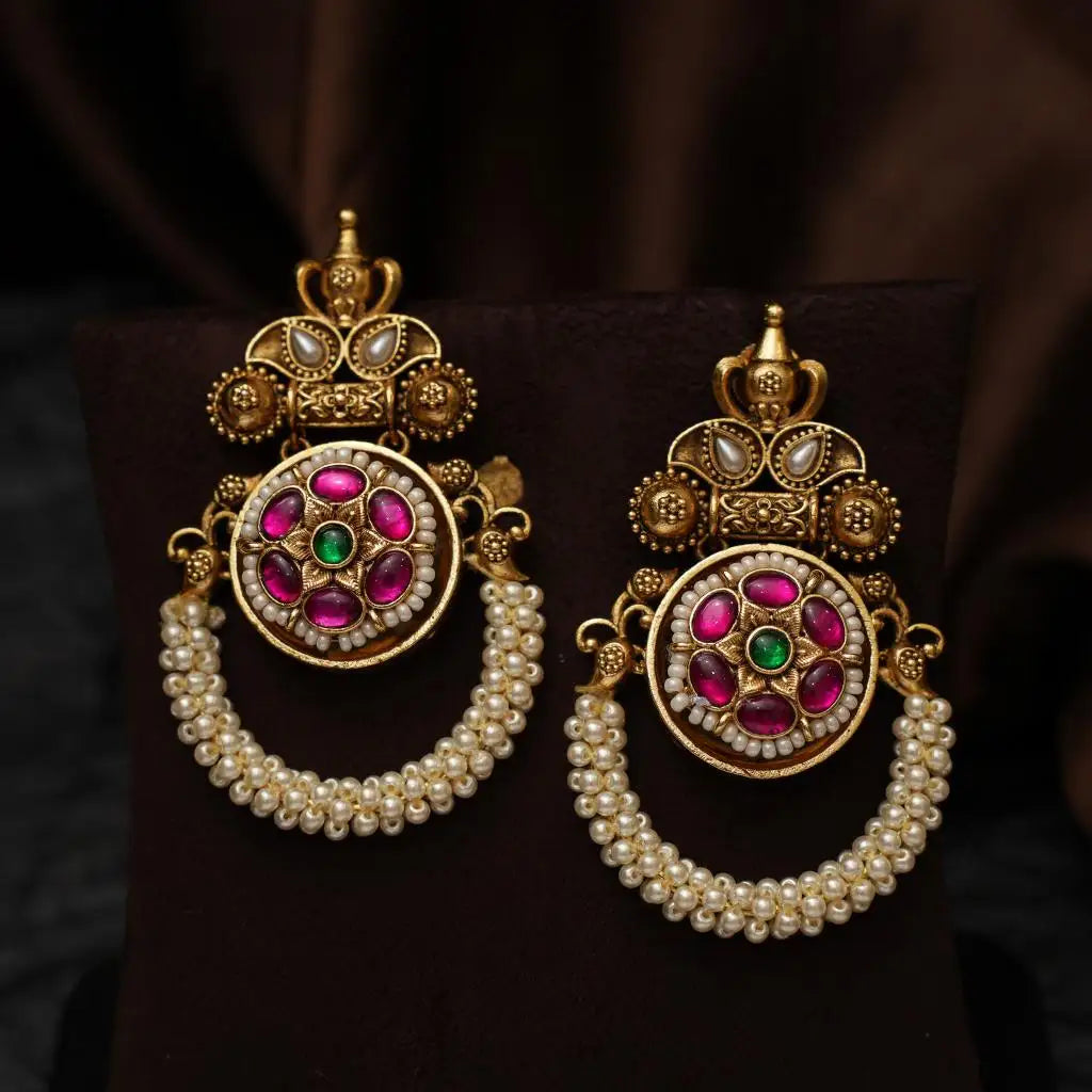 Gahana Antique Earrings - Red