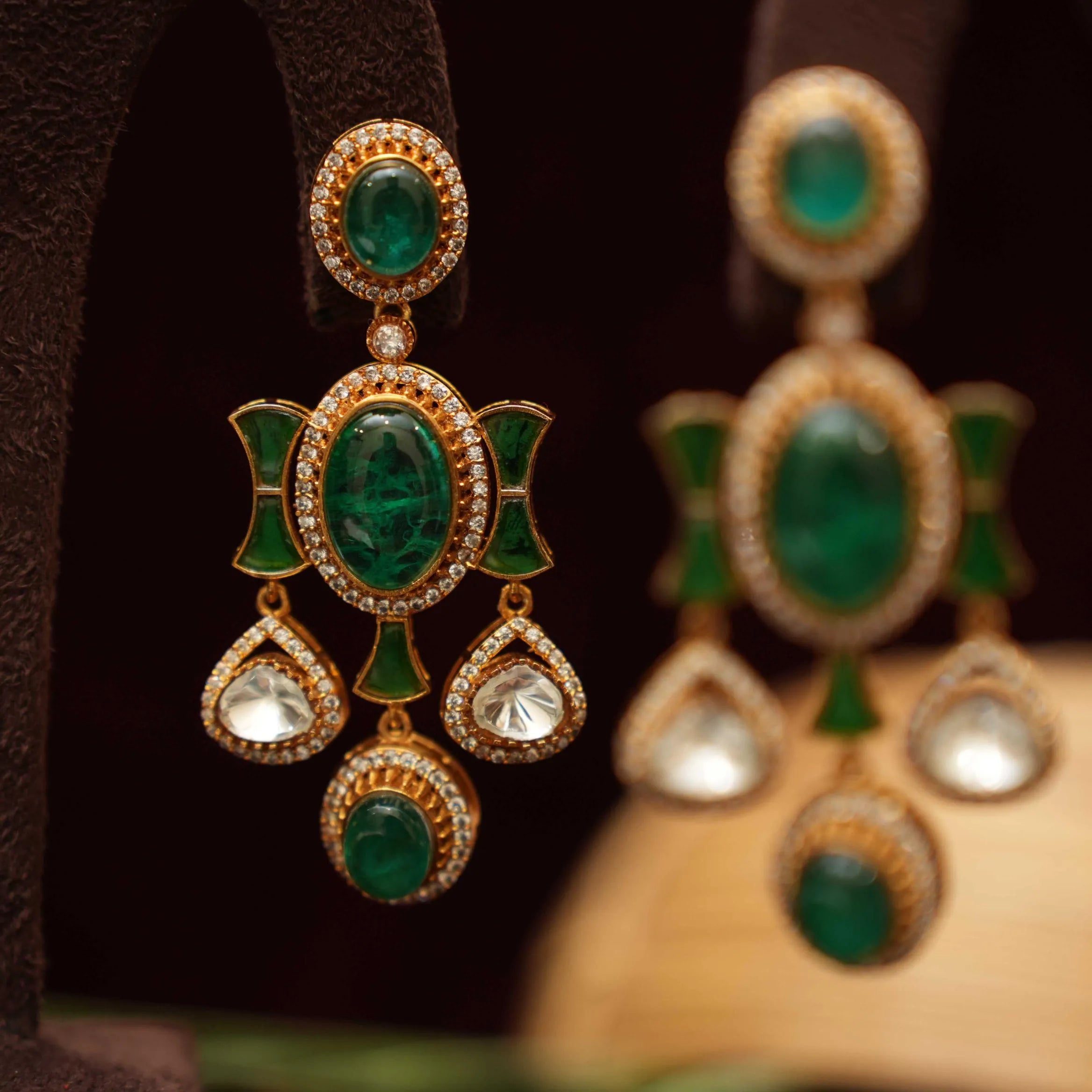 Gajra Polki Earrings - Green - Rimli Boutique