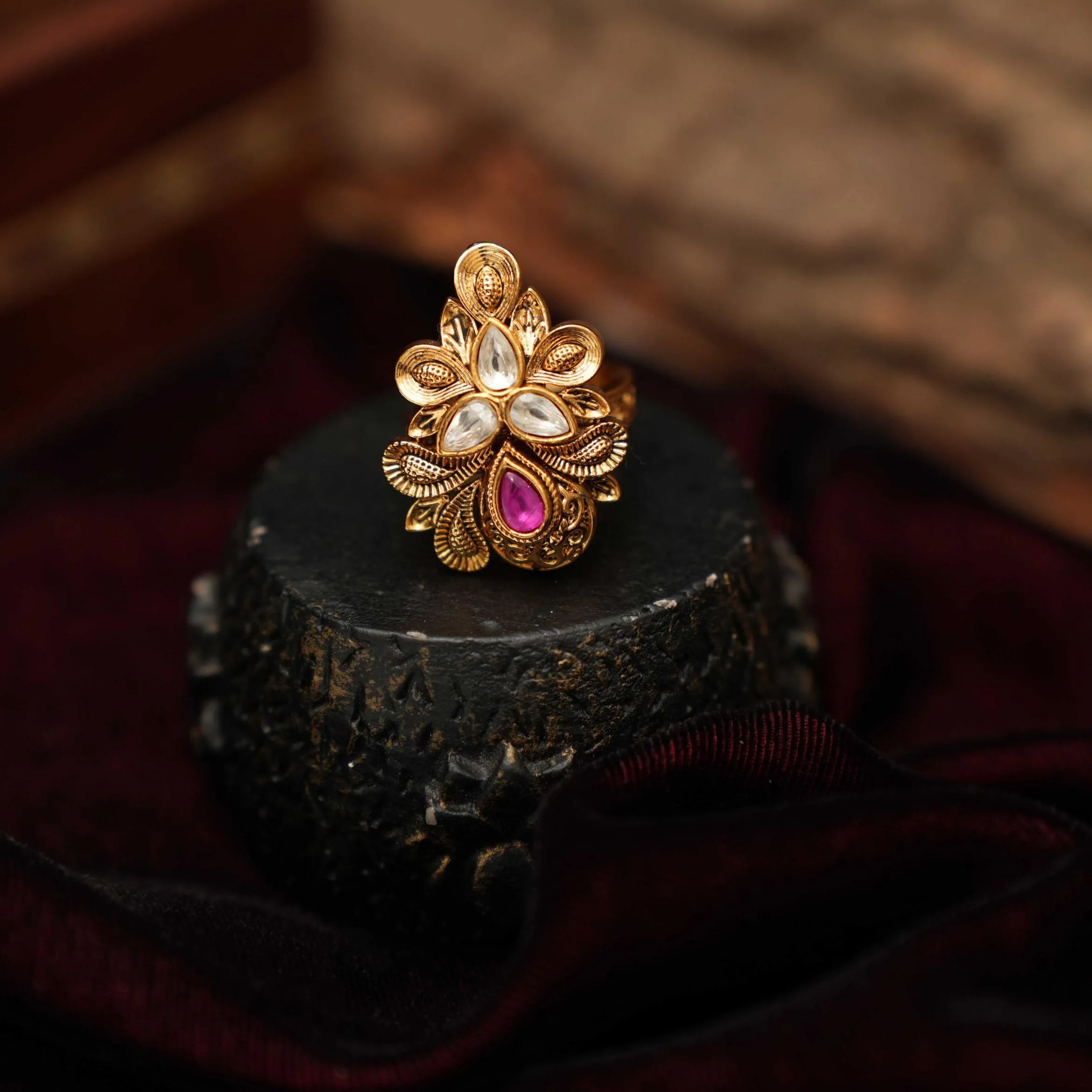 Ganika Antique Ring - Pink - Rimli Boutique