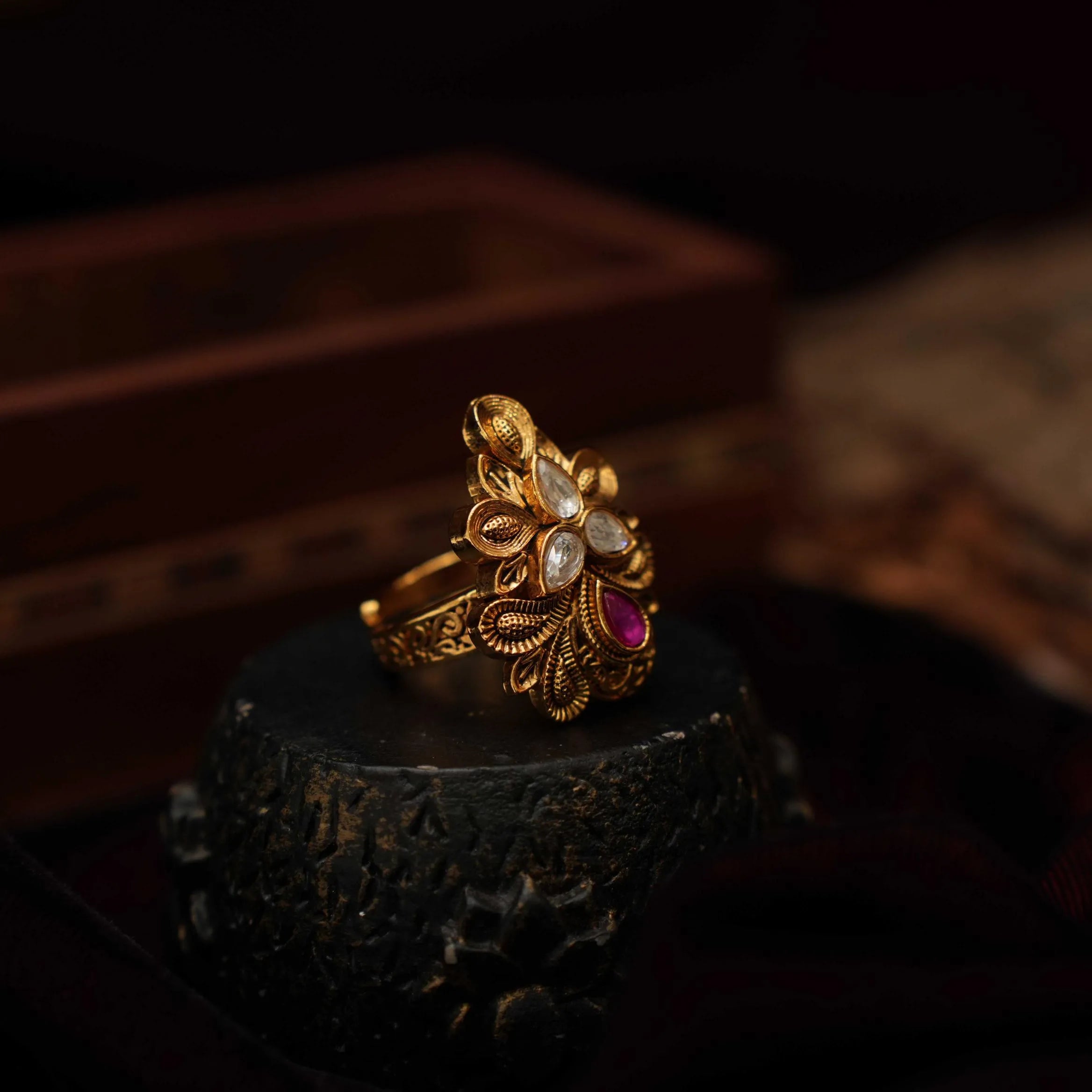 Ganika Antique Ring - Pink - Rimli Boutique