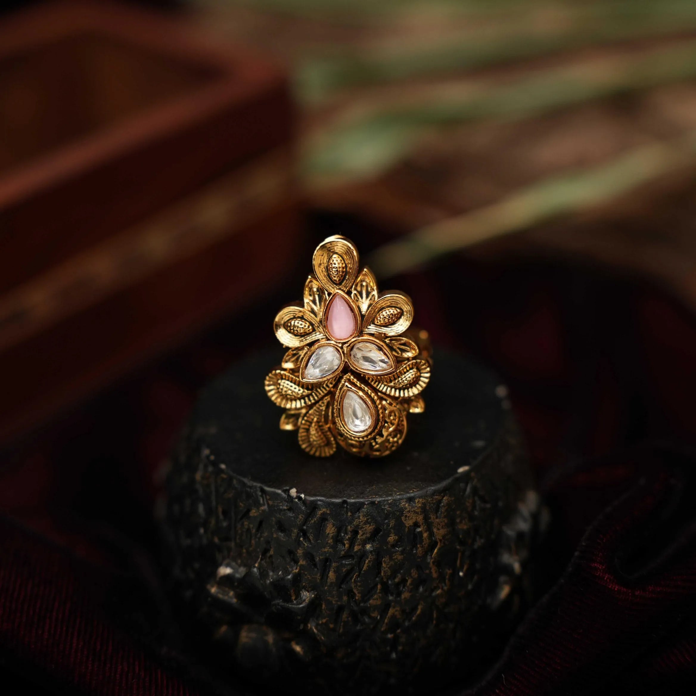 Ganika Antique Ring - Pastel Pink - Rimli Boutique