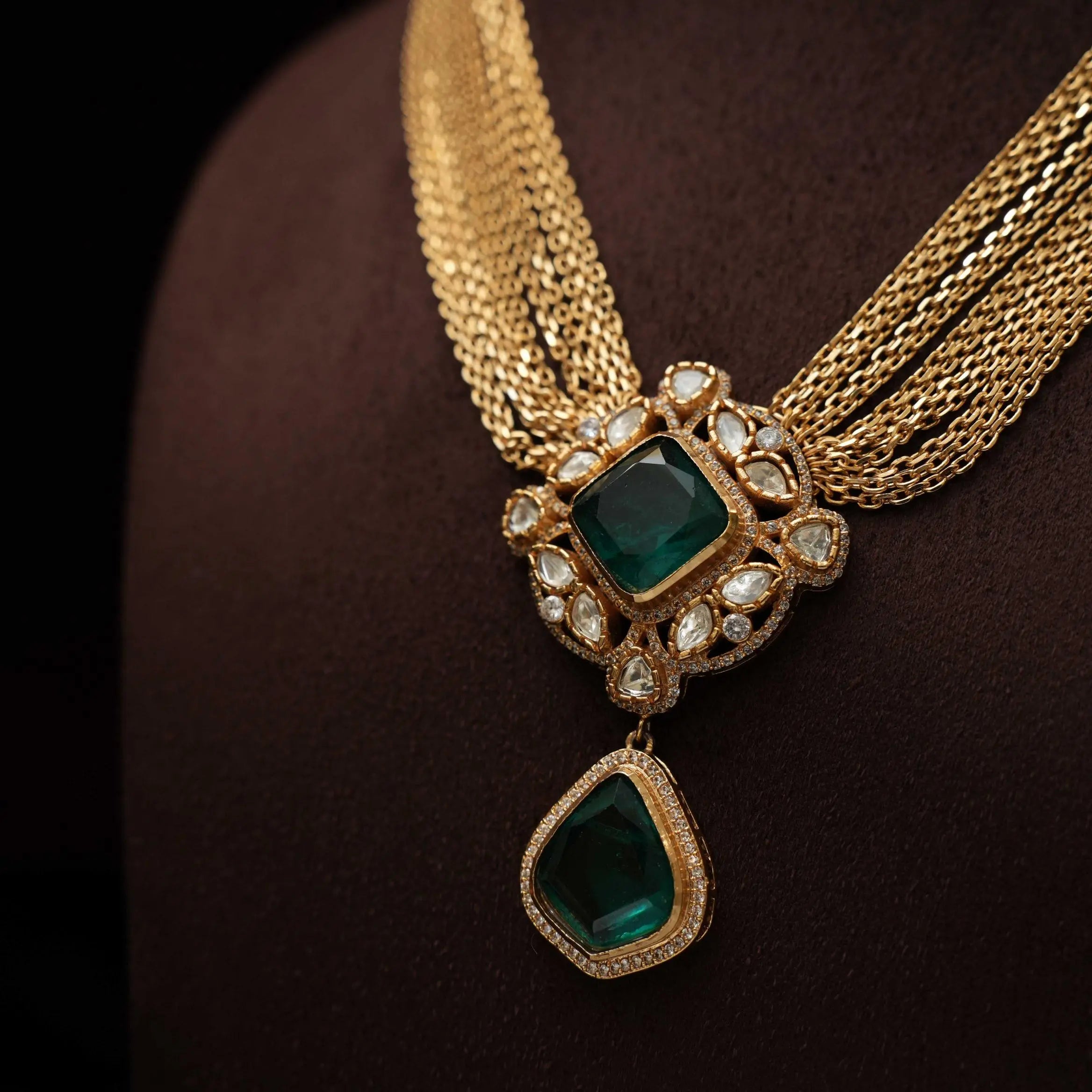 Gatha Polki Necklace - Emerald Green