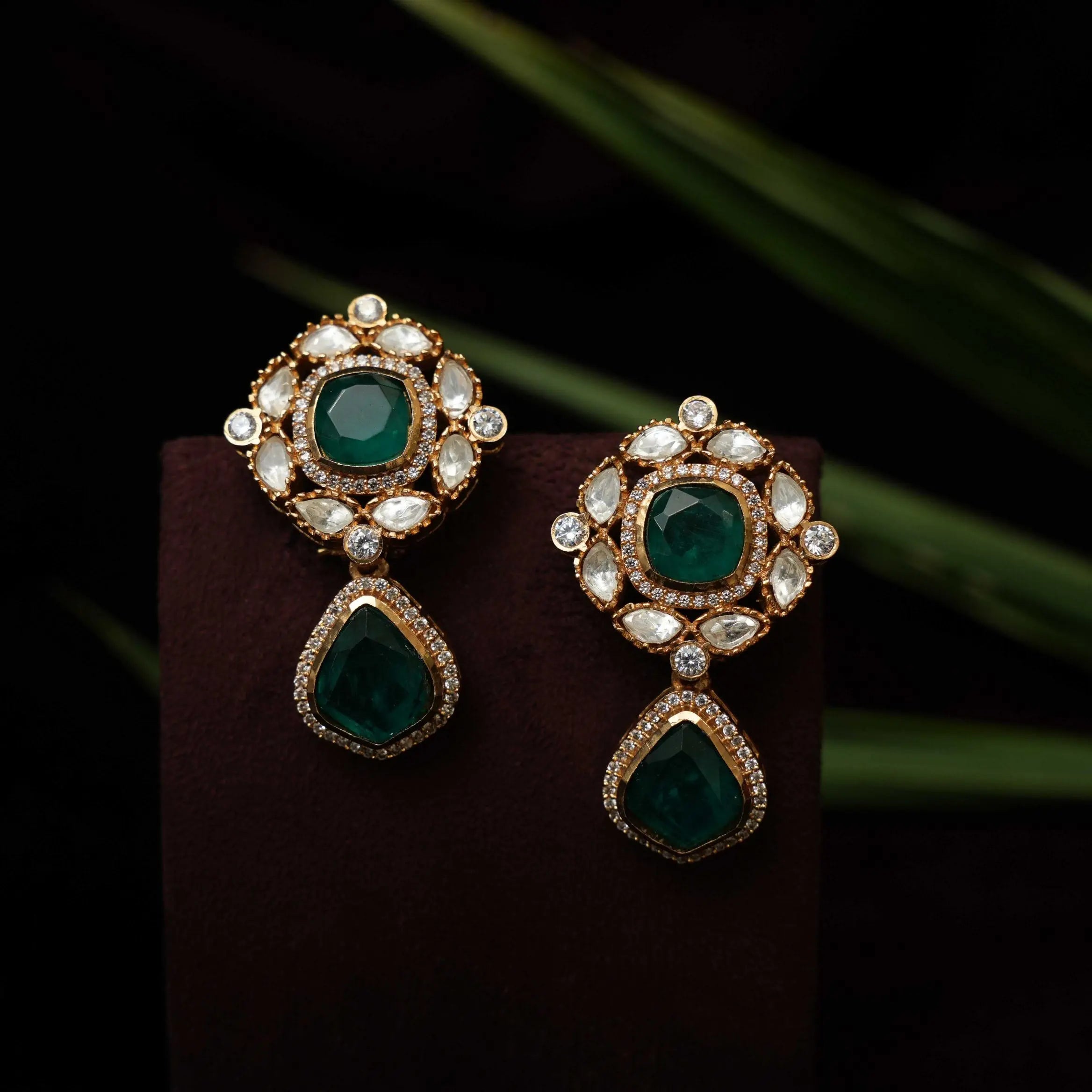 Gatha Polki Necklace - Emerald Green