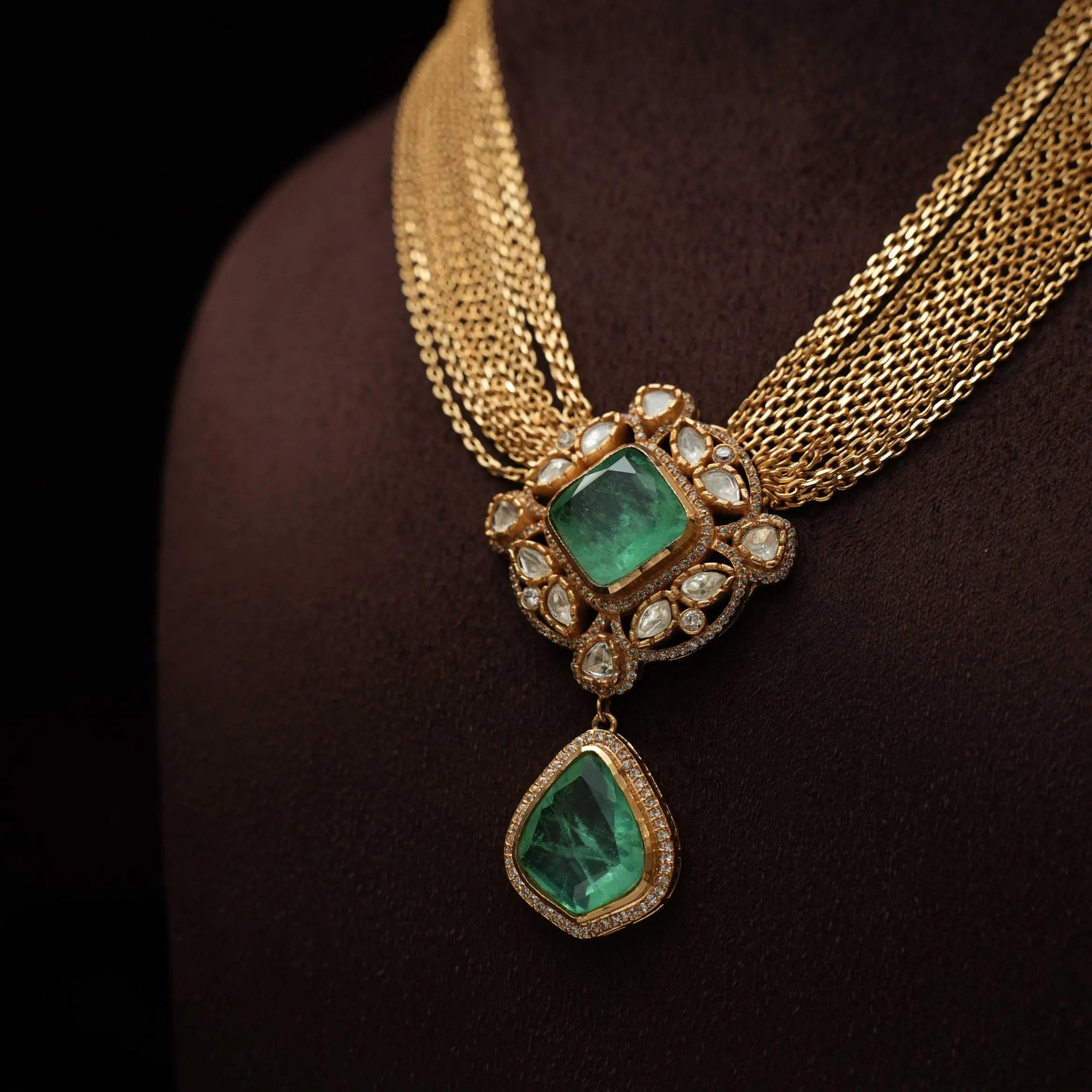 Gatha Polki Necklace - Pastel Green