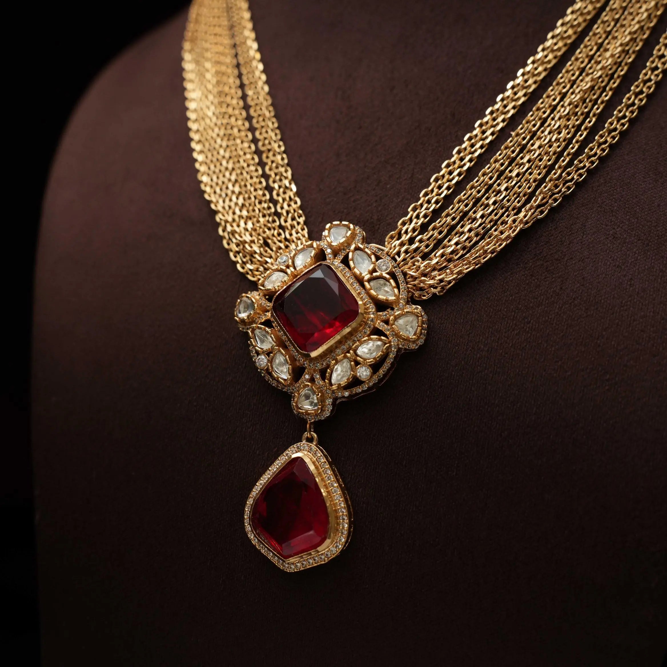 Gatha Polki Necklace - Red