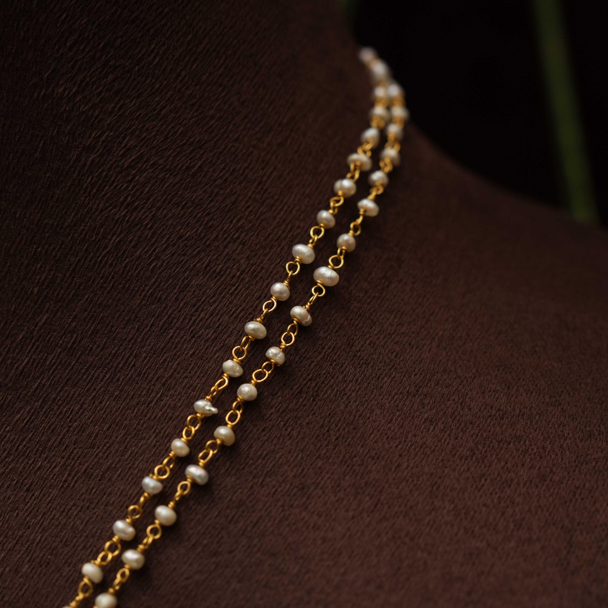 Geetu Silver Pearl Mango Chain