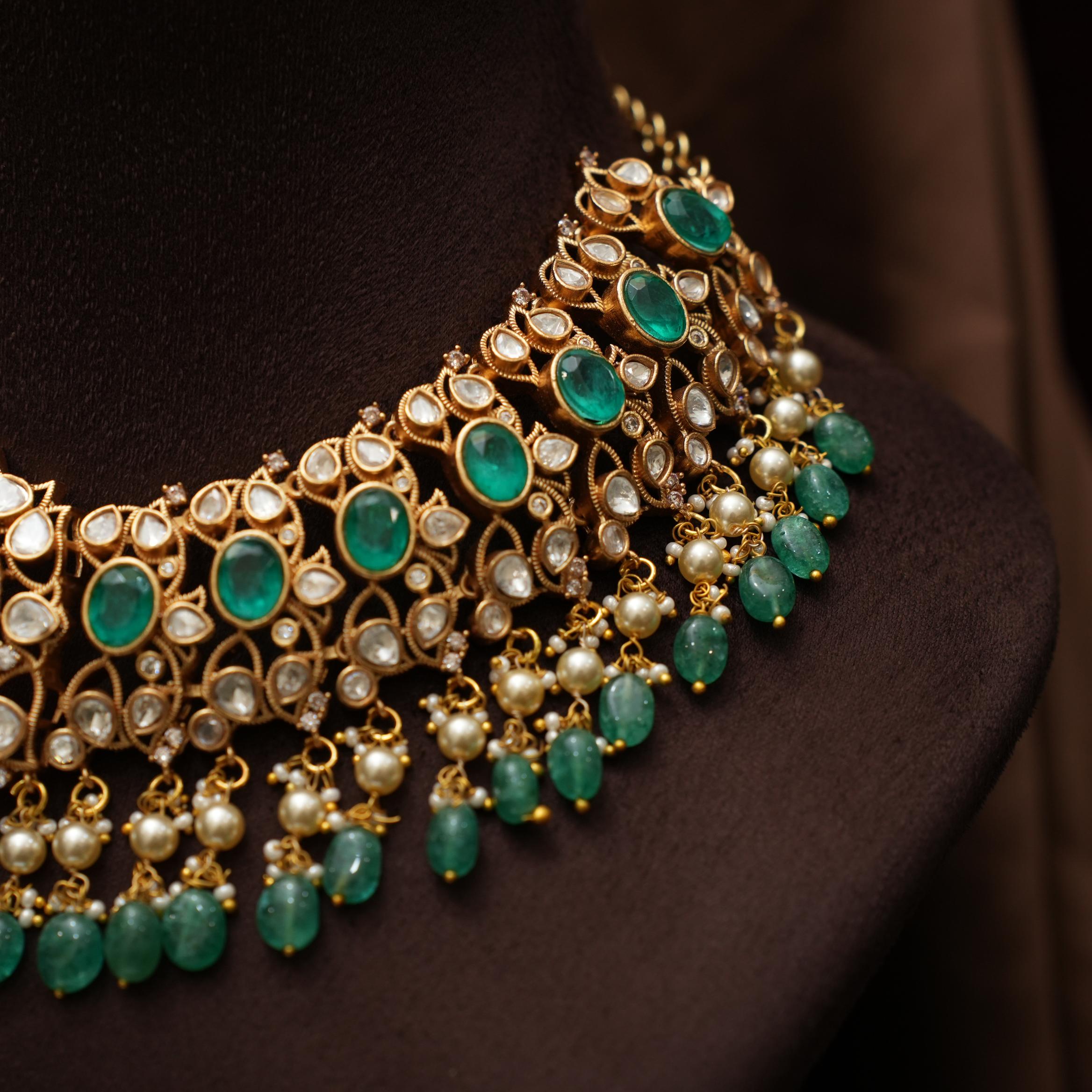 Ginevra Polki Necklace - Reddish Pink