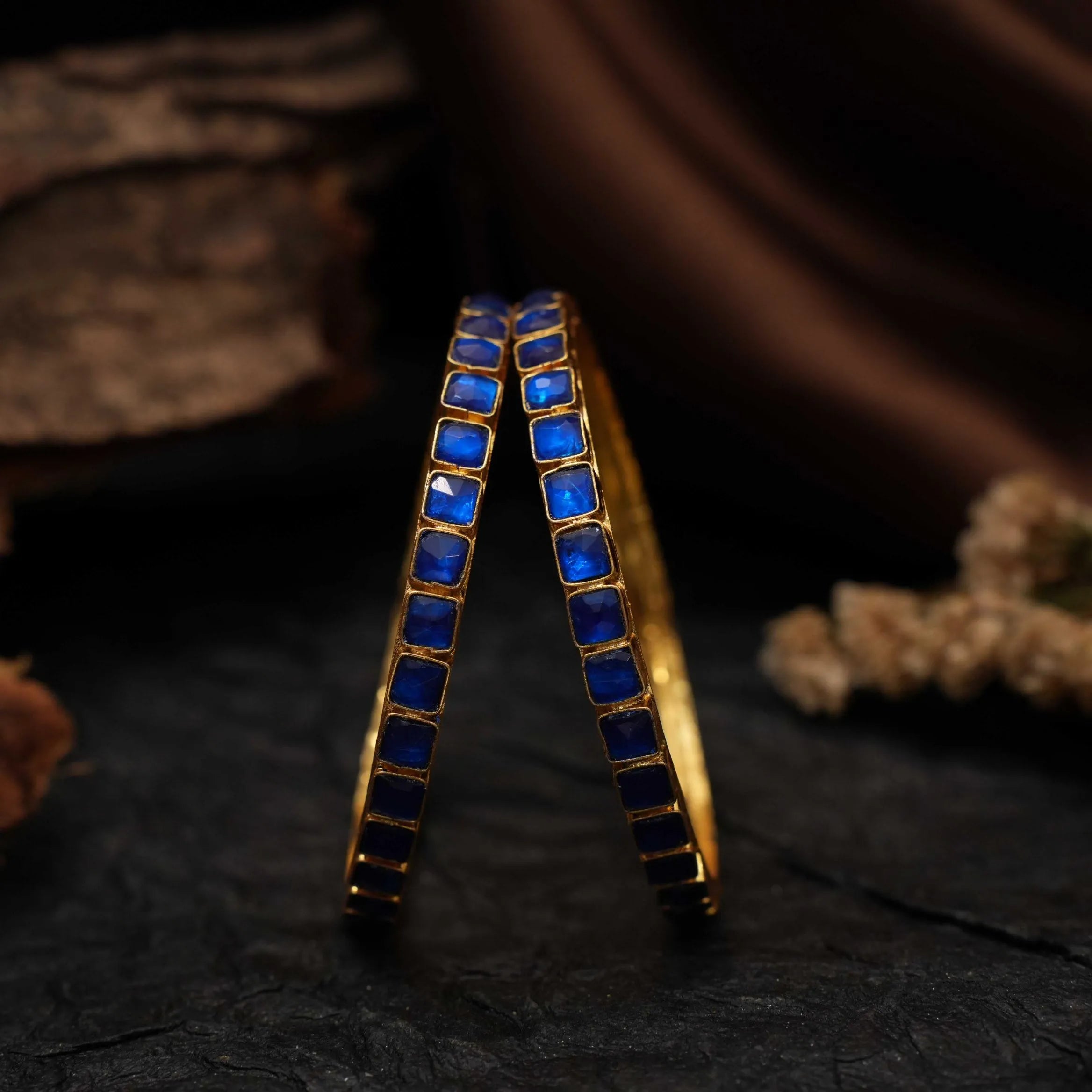 Gitali Polki Bangles - Blue