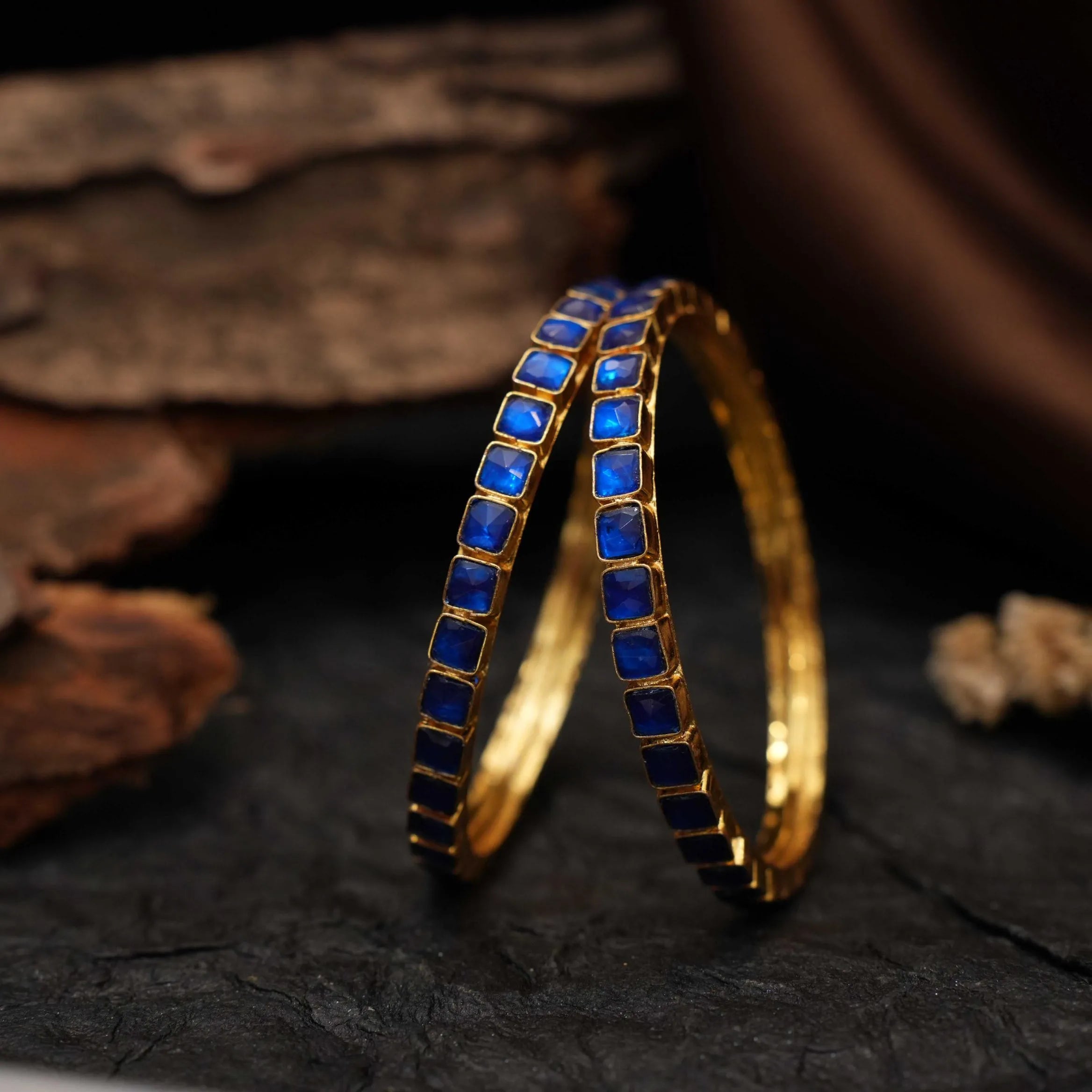 Gitali Polki Bangles - Blue