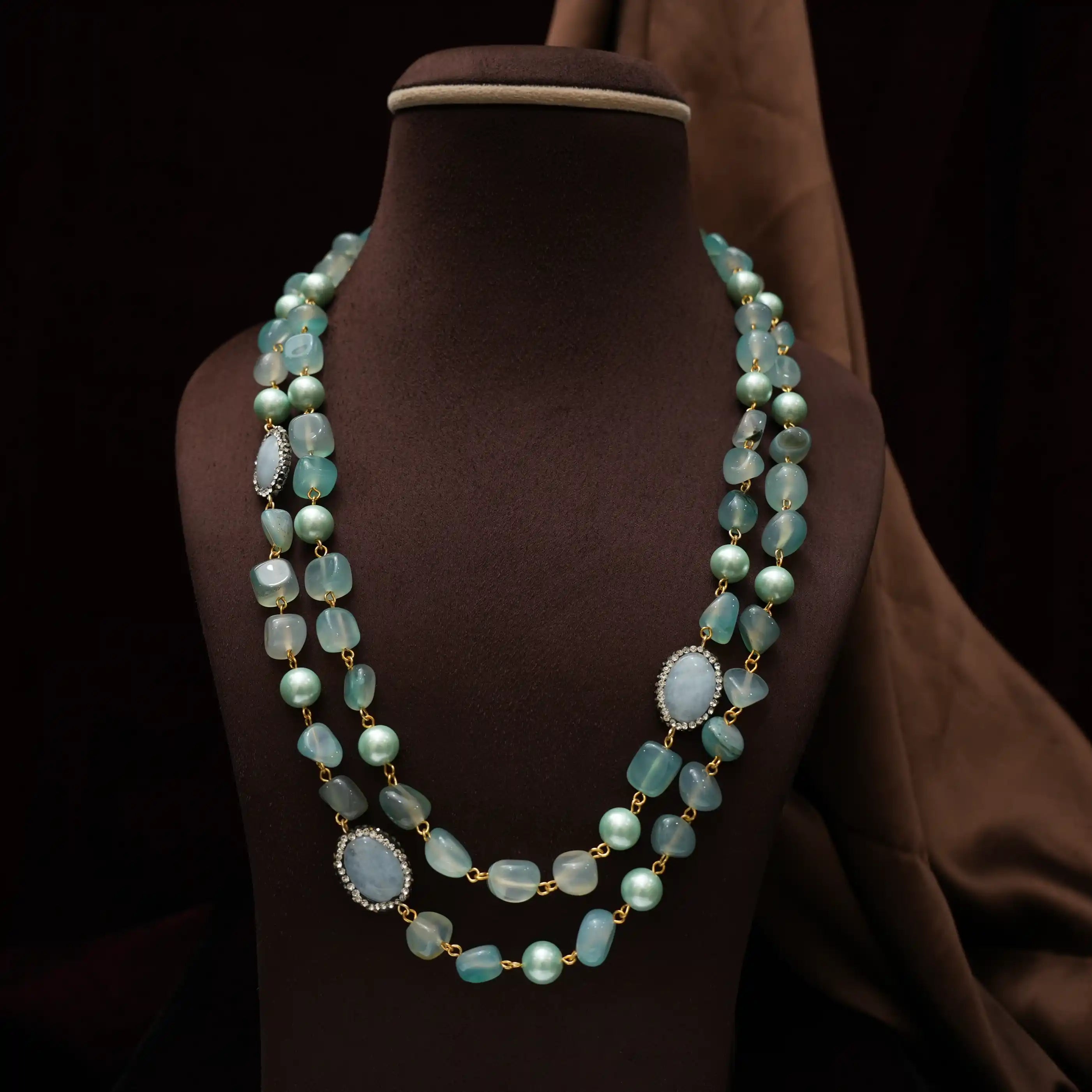 Gopika Beaded Necklace - Aqua