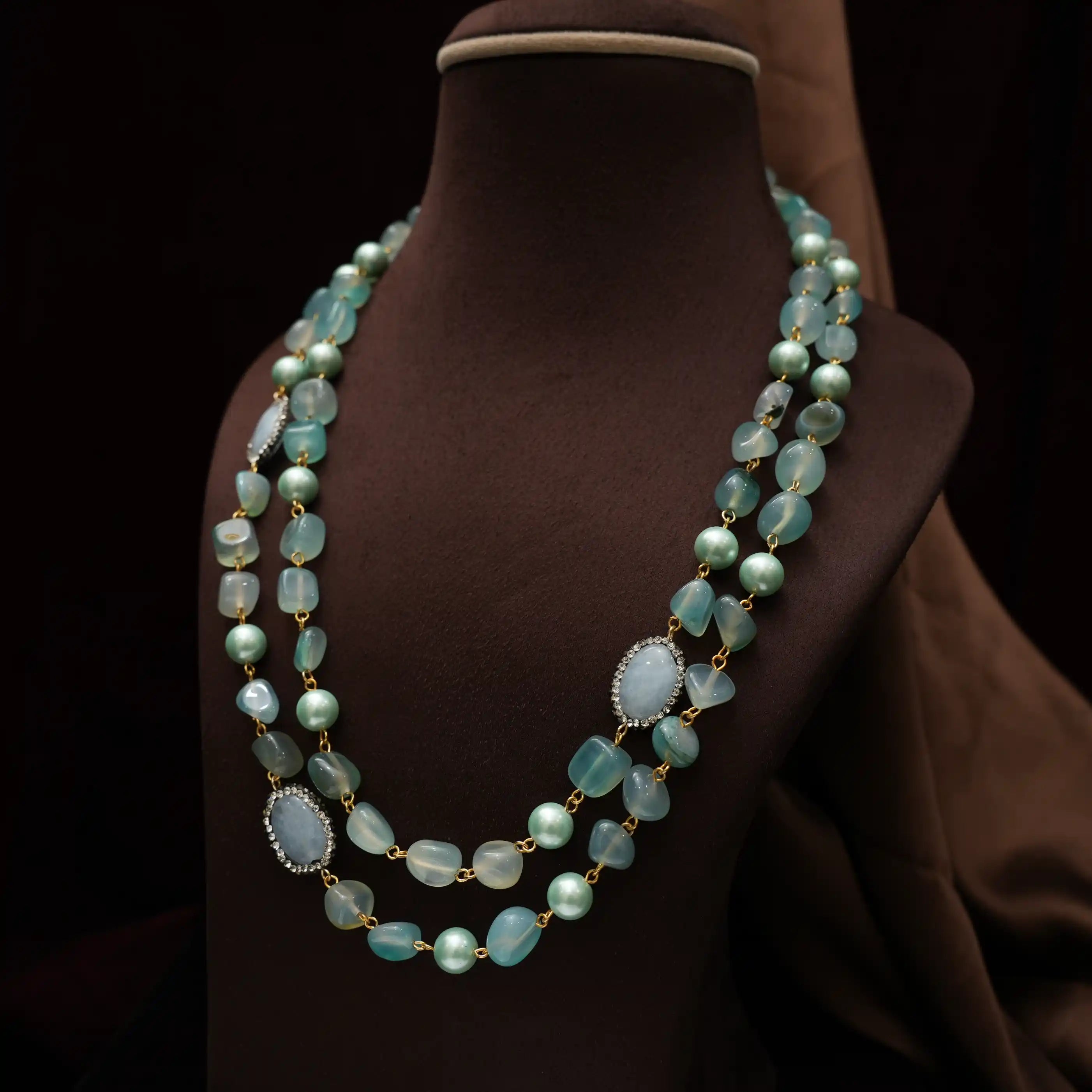Gopika Beaded Necklace - Aqua