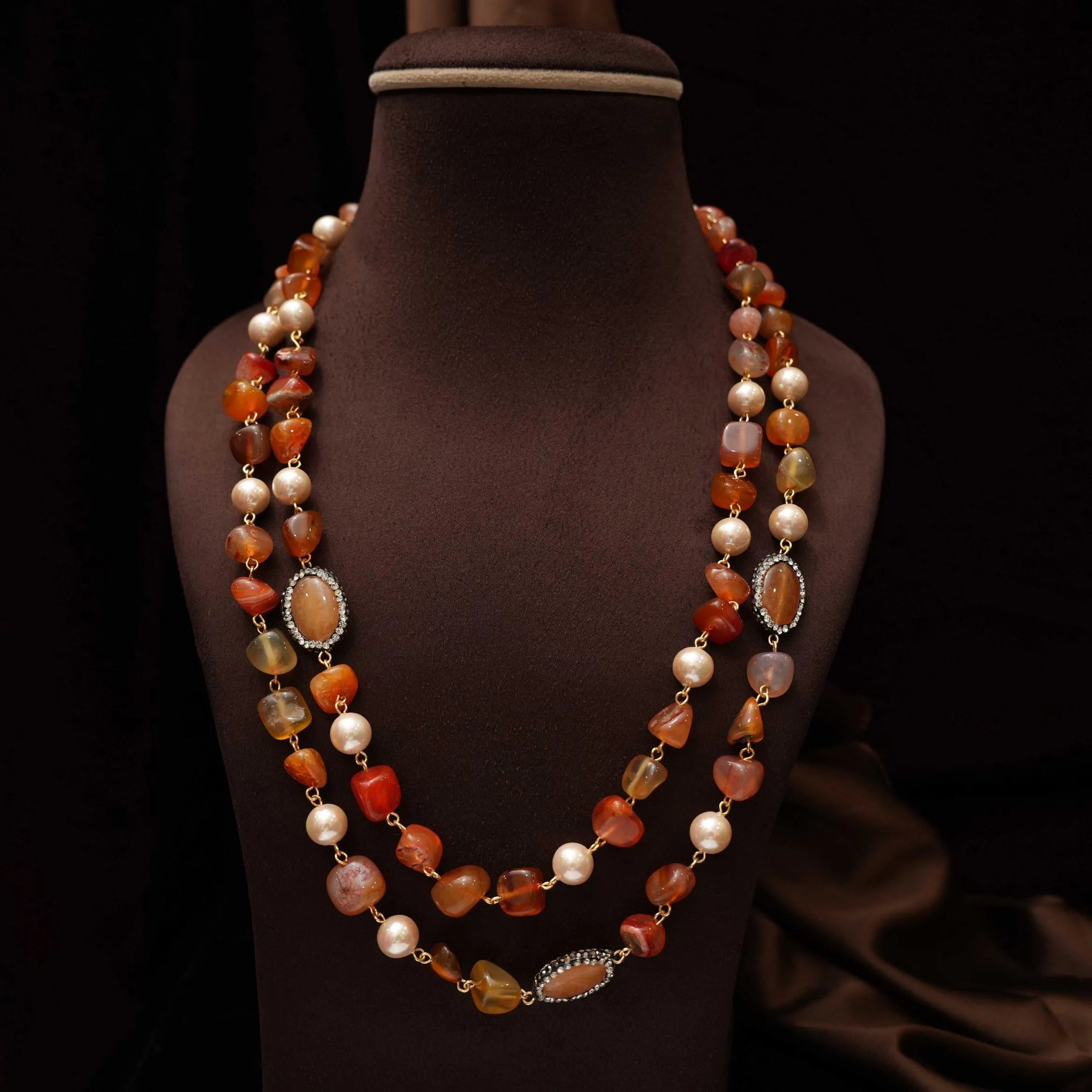 Gopika Beaded Necklace - Brown