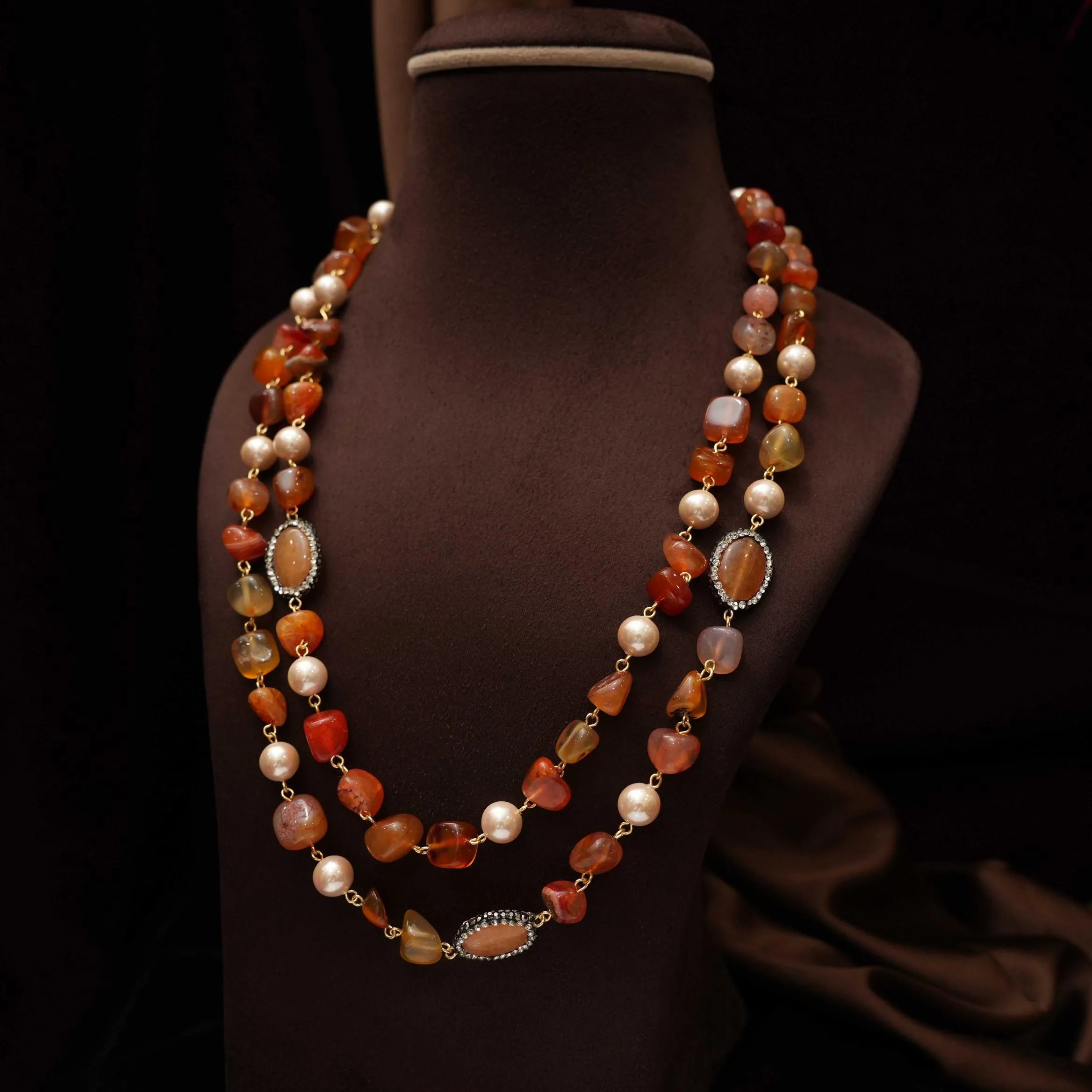 Gopika Beaded Necklace - Brown