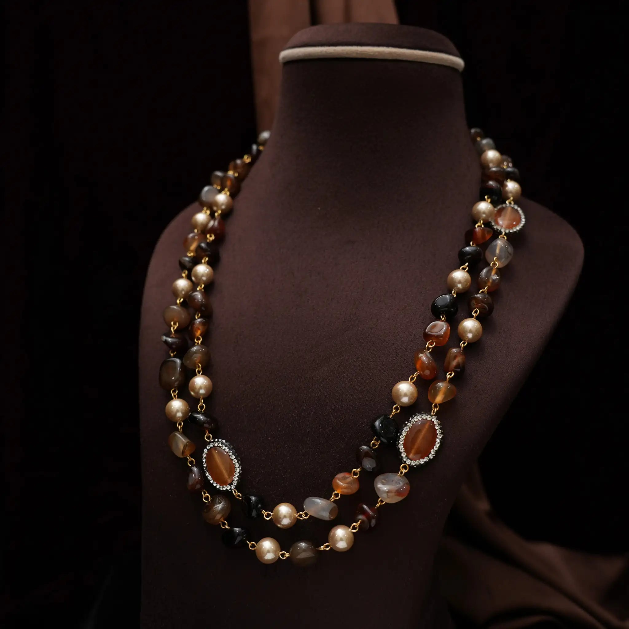 Gopika Beaded Necklace - Brown