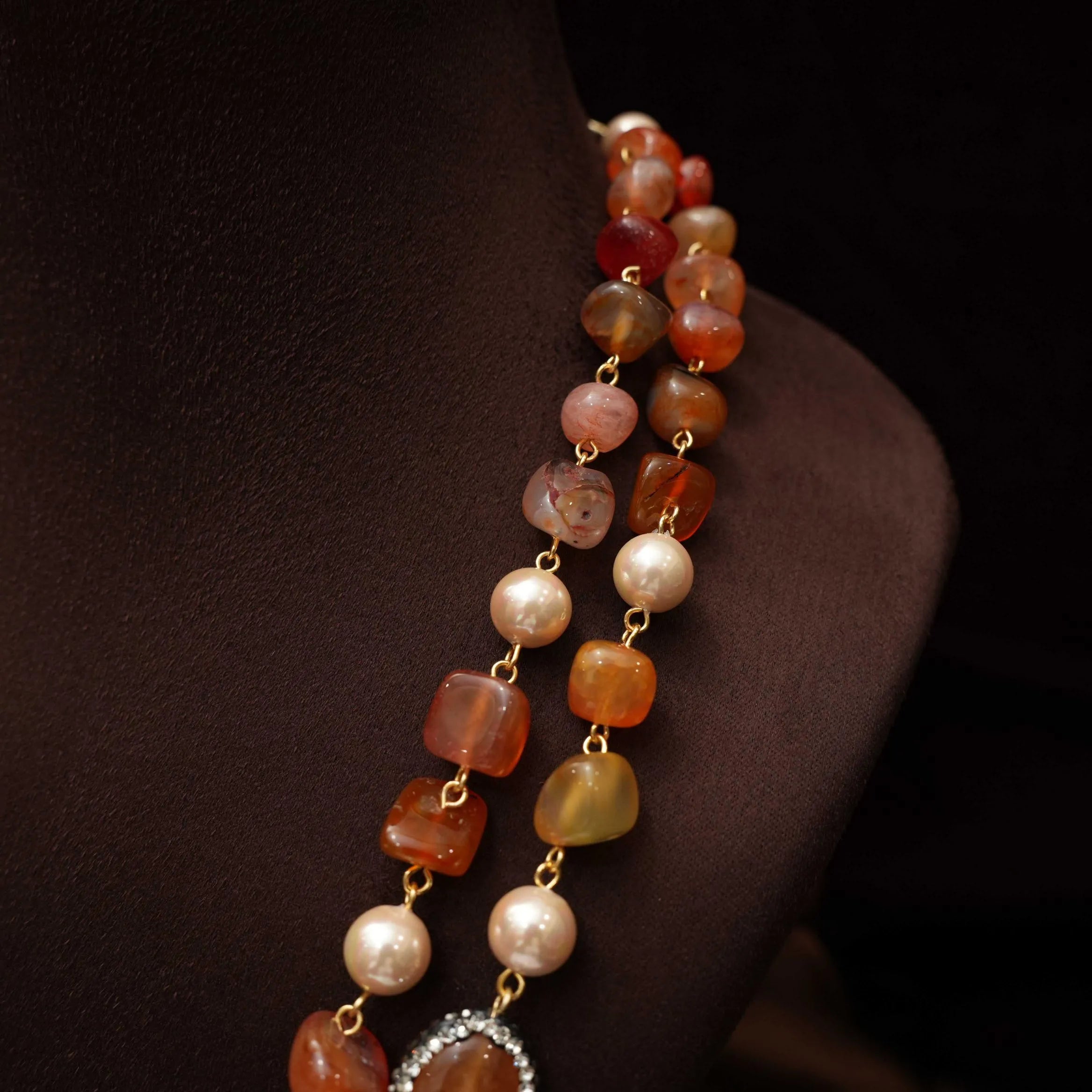 Gopika Beaded Necklace - Brown