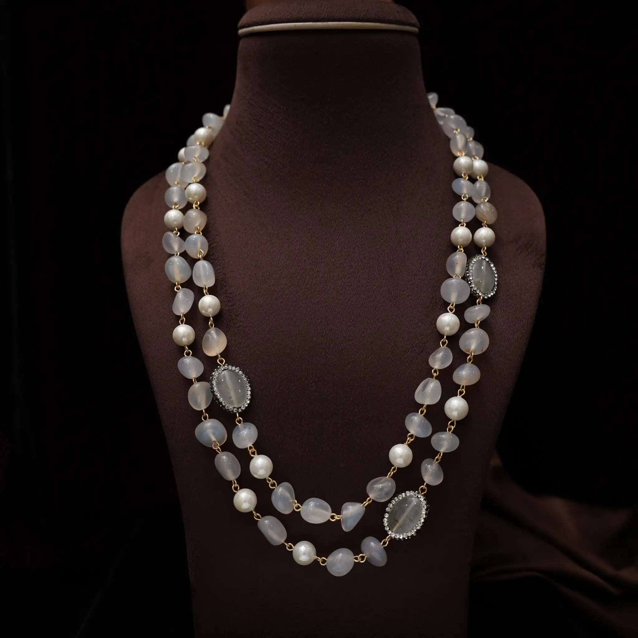 Gopika Beaded Necklace - Cream