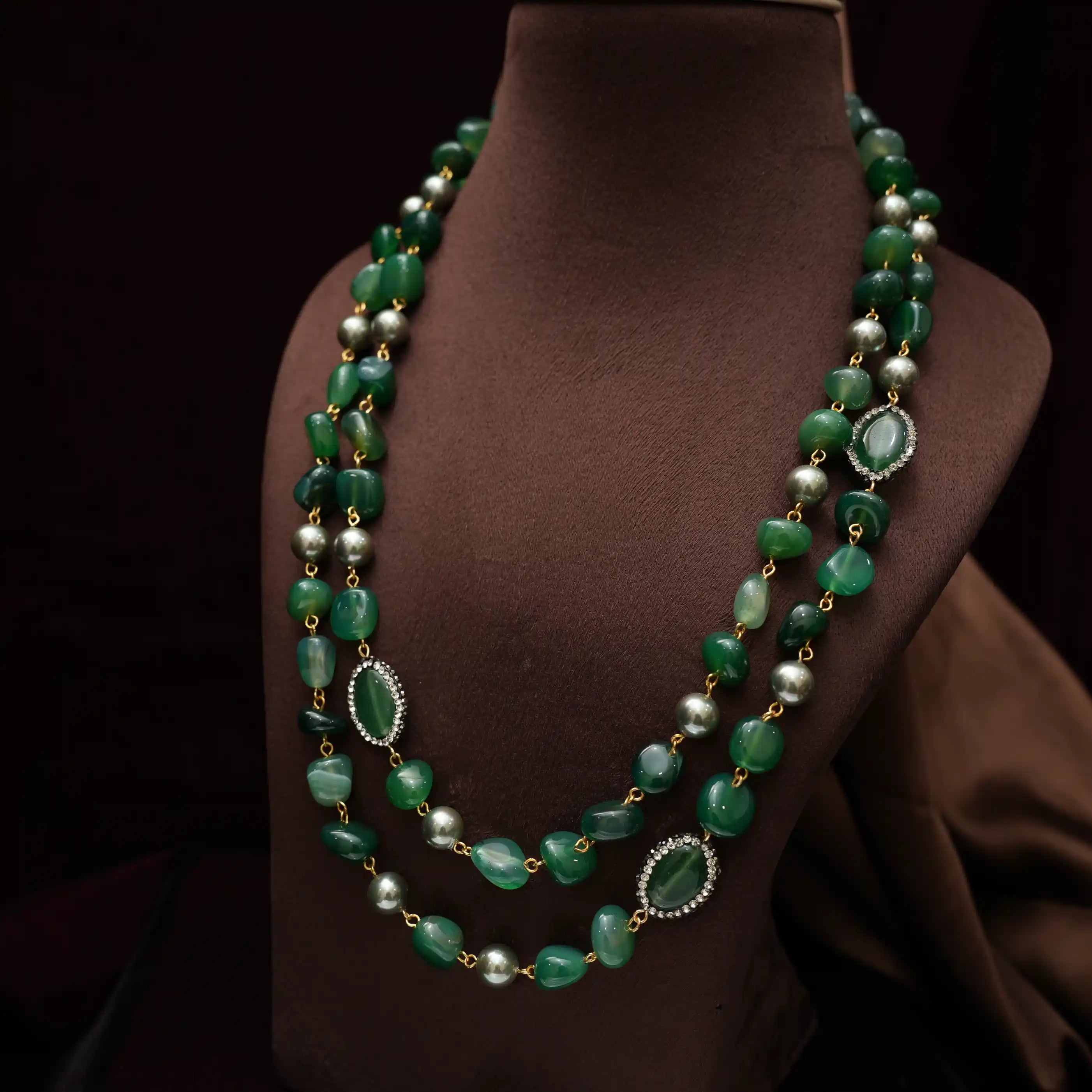 Gopika Beaded Necklace - Dark Green