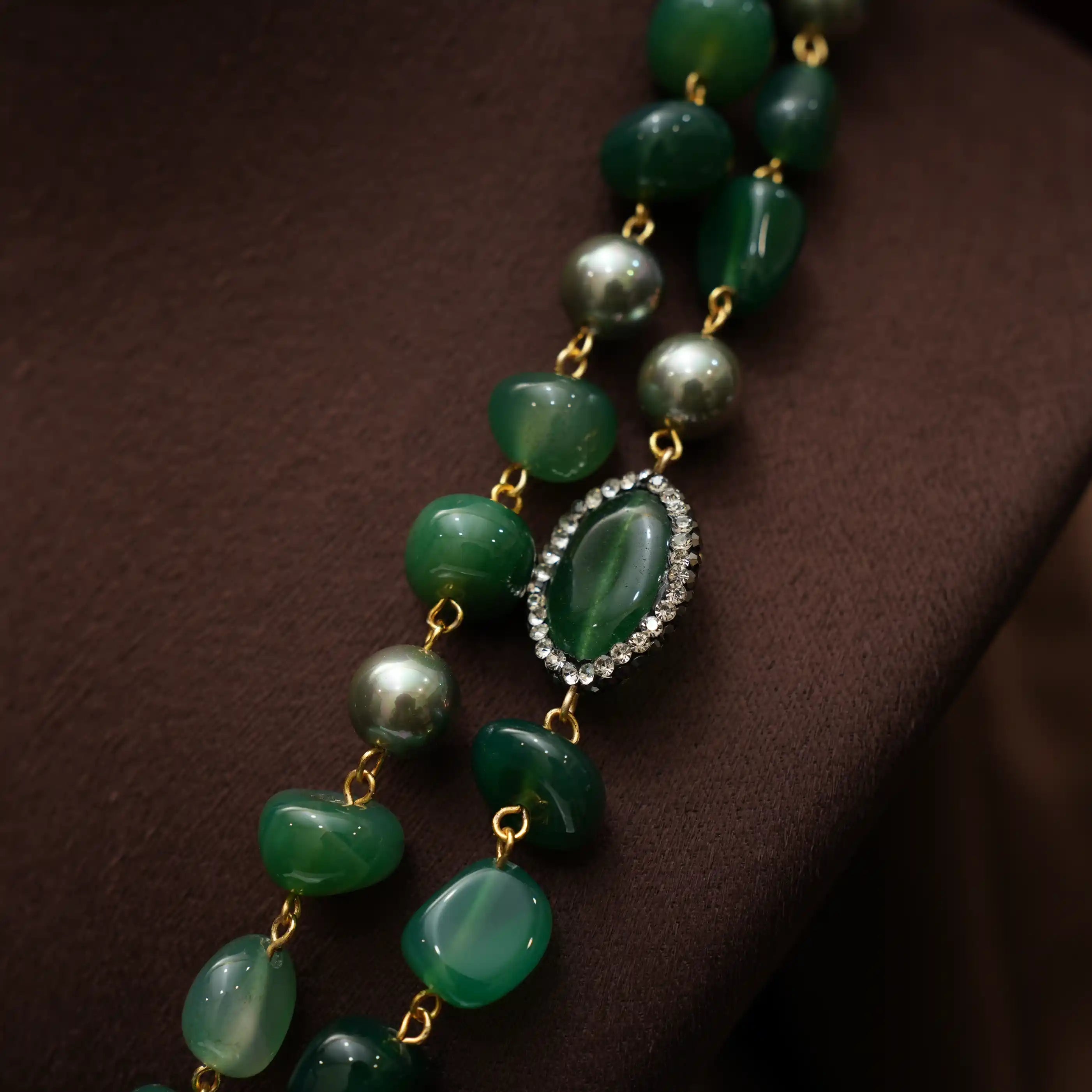 Gopika Beaded Necklace - Dark Green