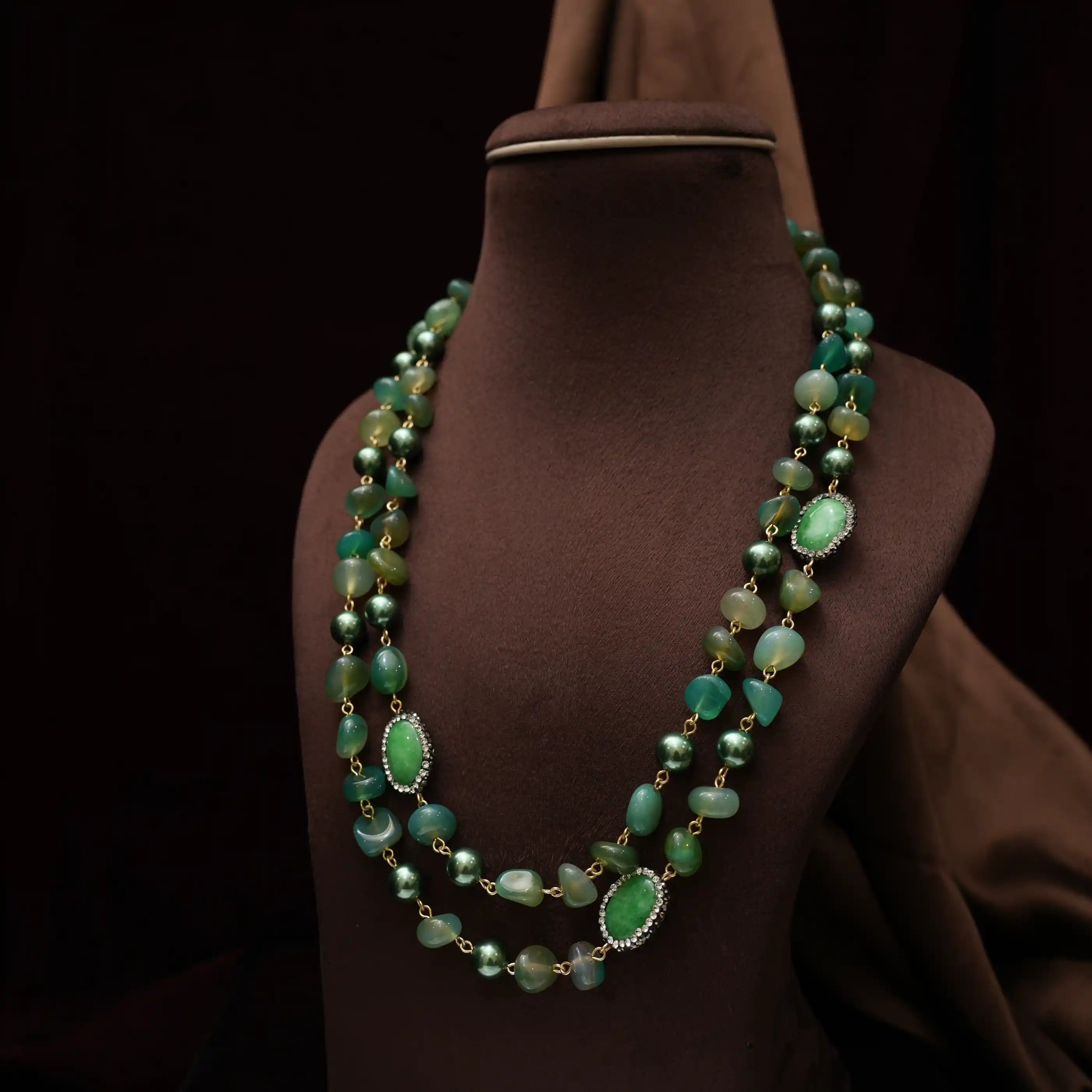 Gopika Beaded Necklace - Forest Green