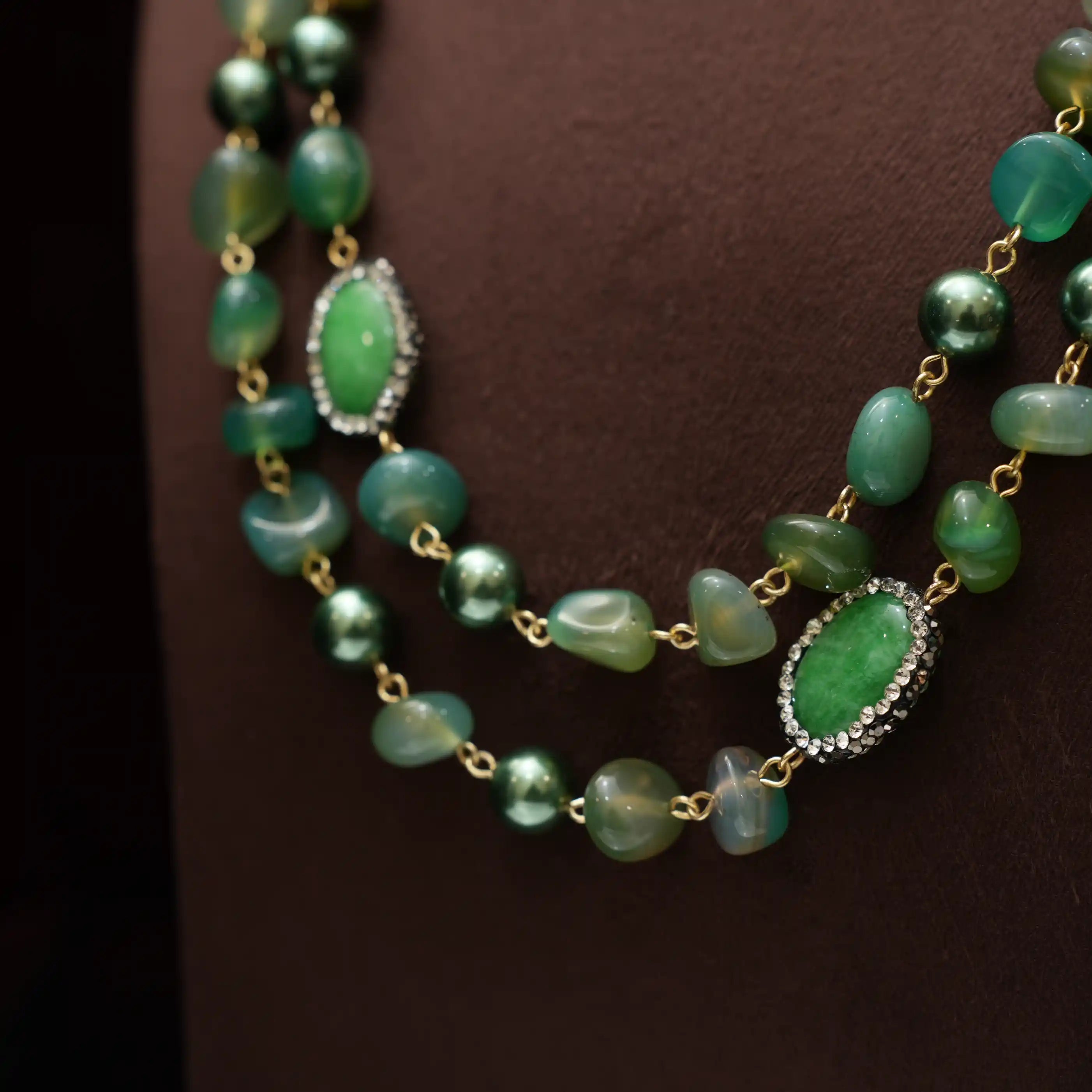 Gopika Beaded Necklace - Forest Green