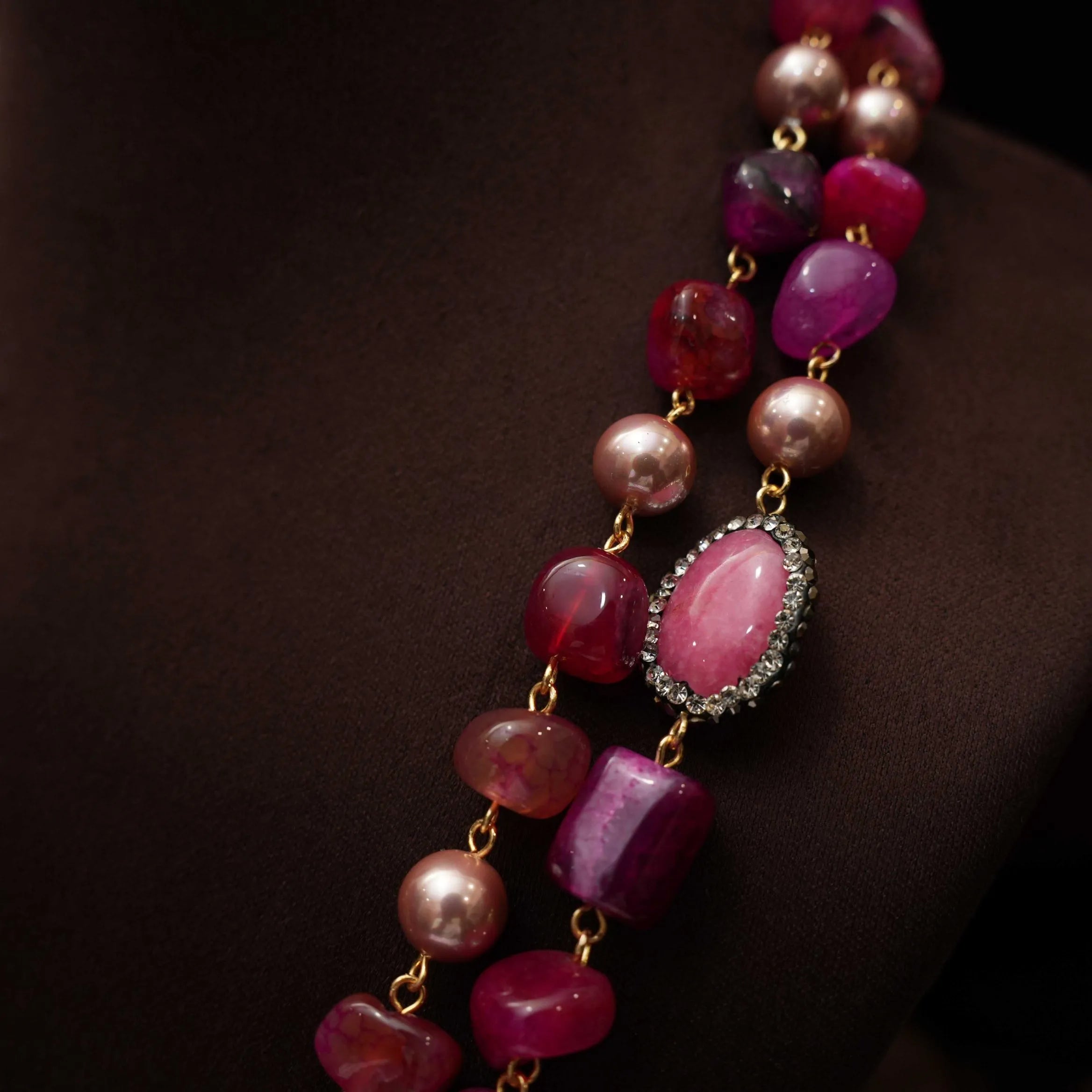 Gopika Beaded Necklace - Magenta