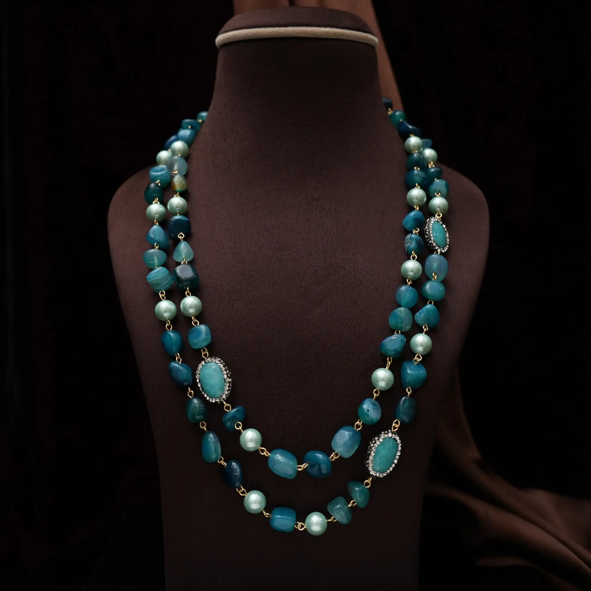 Gopika Beaded Necklace - Pastel Blue