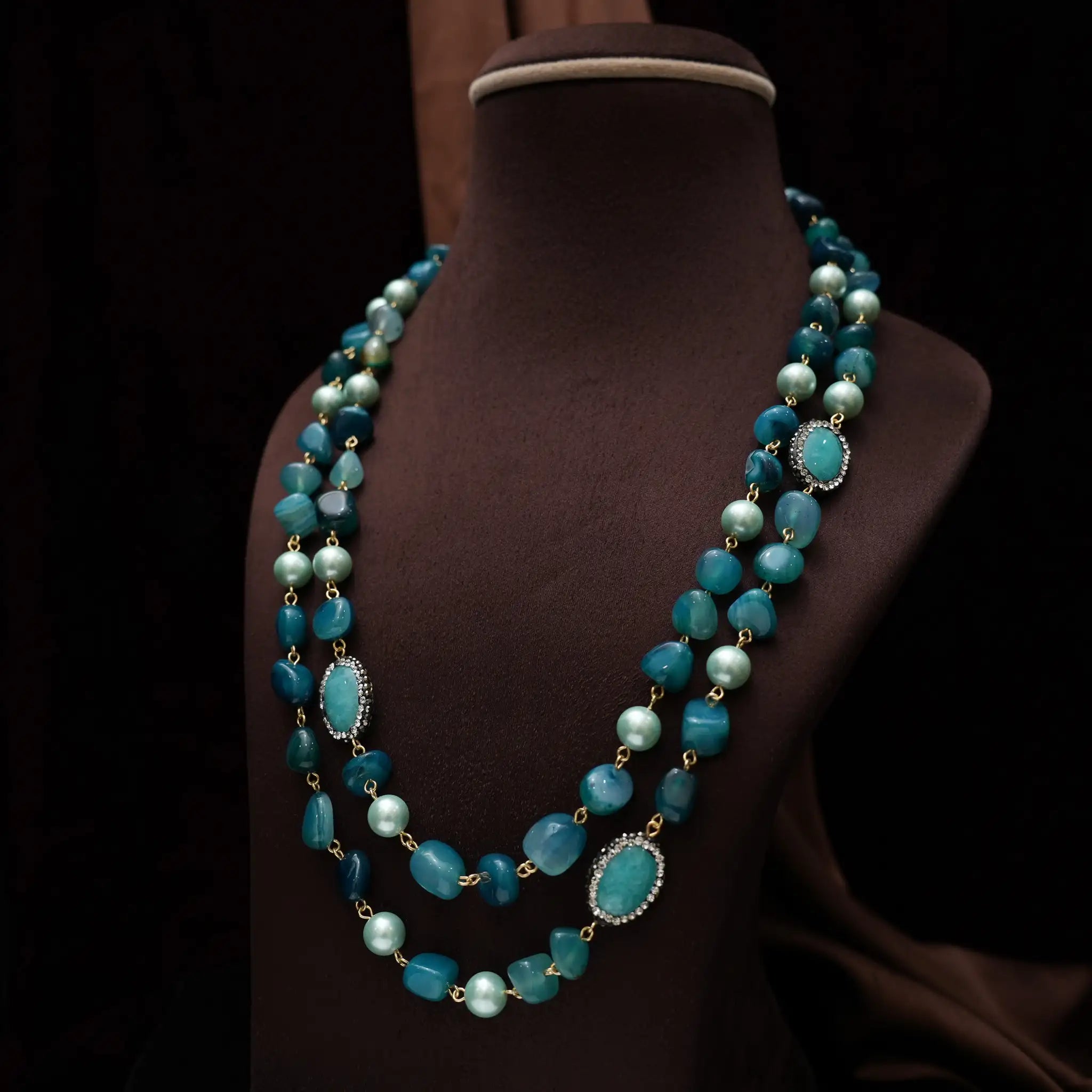 Gopika Beaded Necklace - Pastel Blue