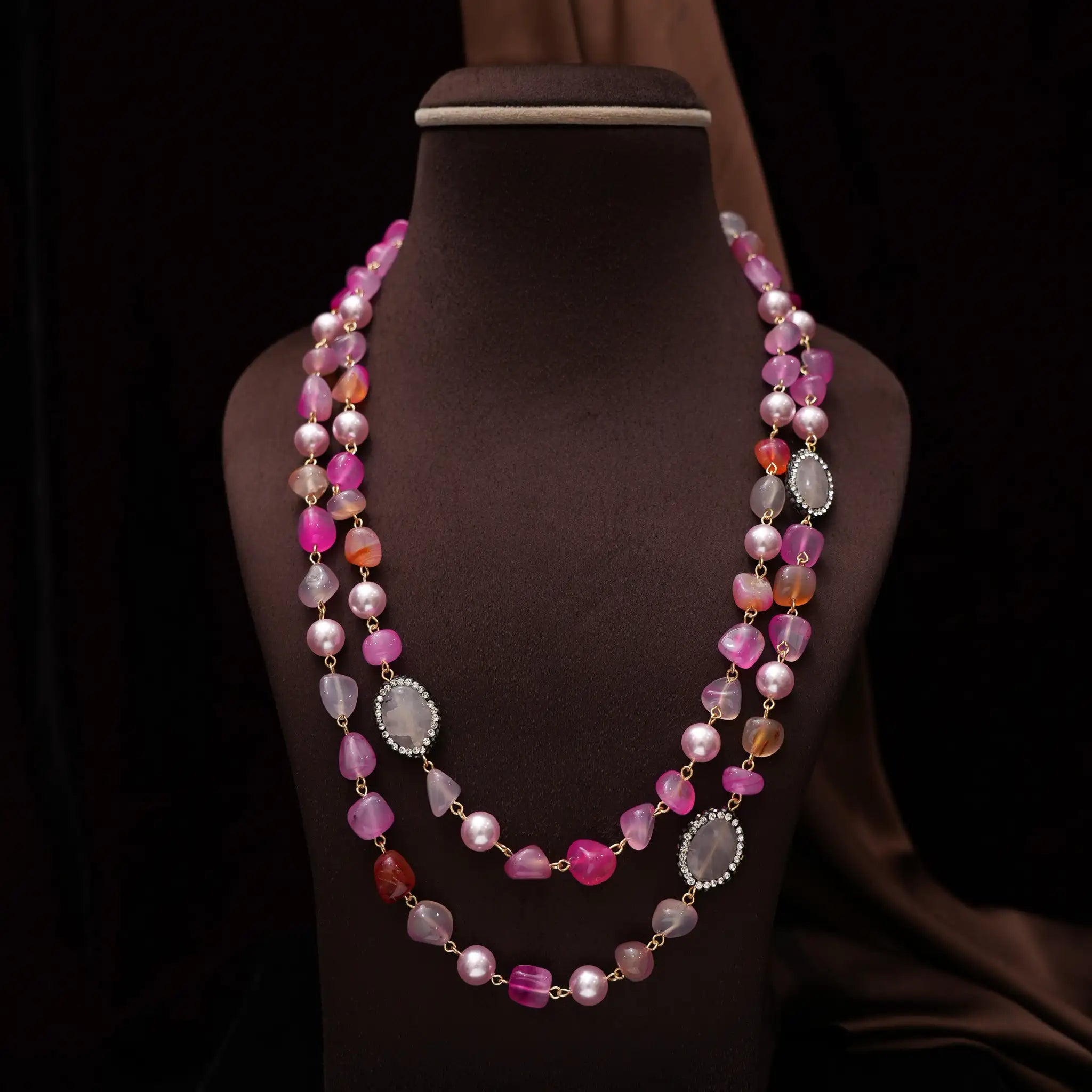 Gopika Beaded Necklace - Pink