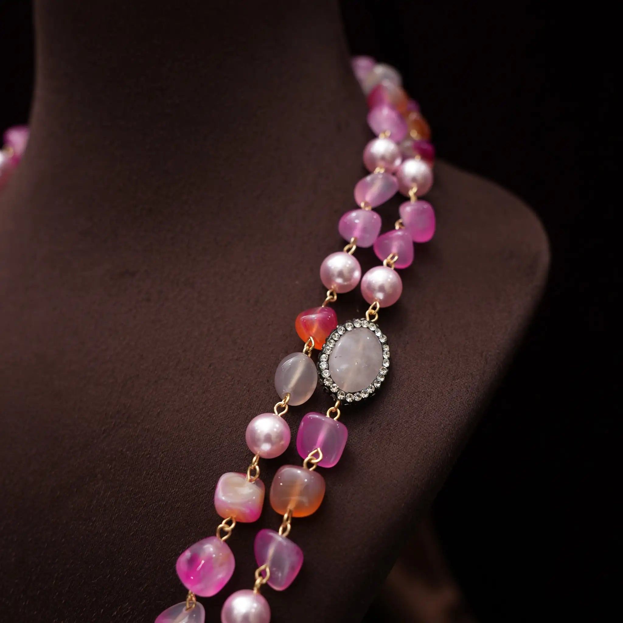 Gopika Beaded Necklace - Pink