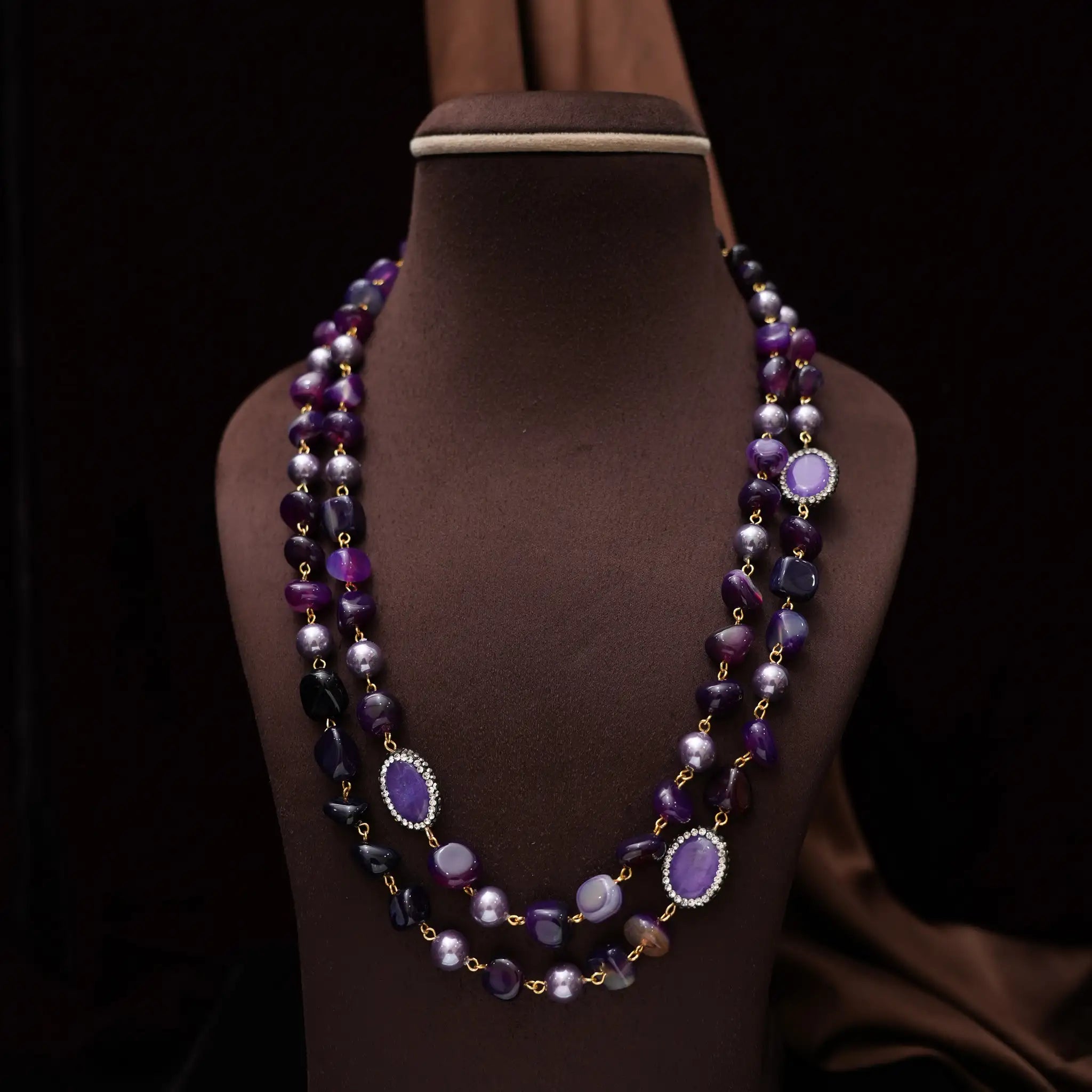 Gopika Beaded Necklace - Purple