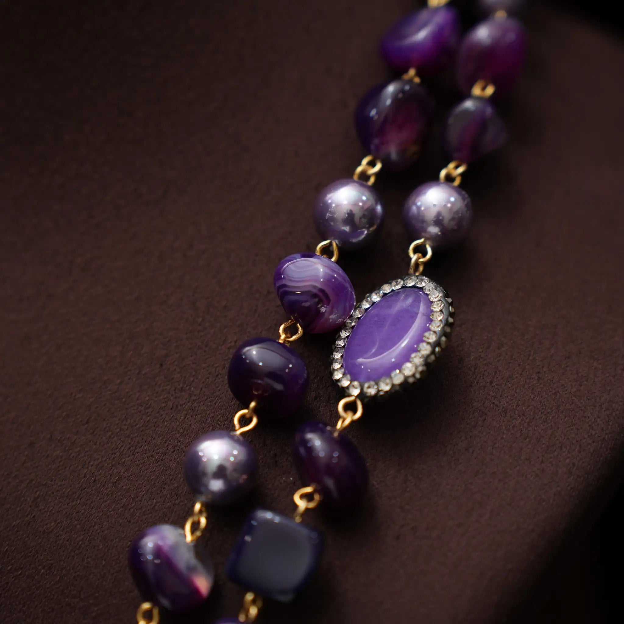 Gopika Beaded Necklace - Purple