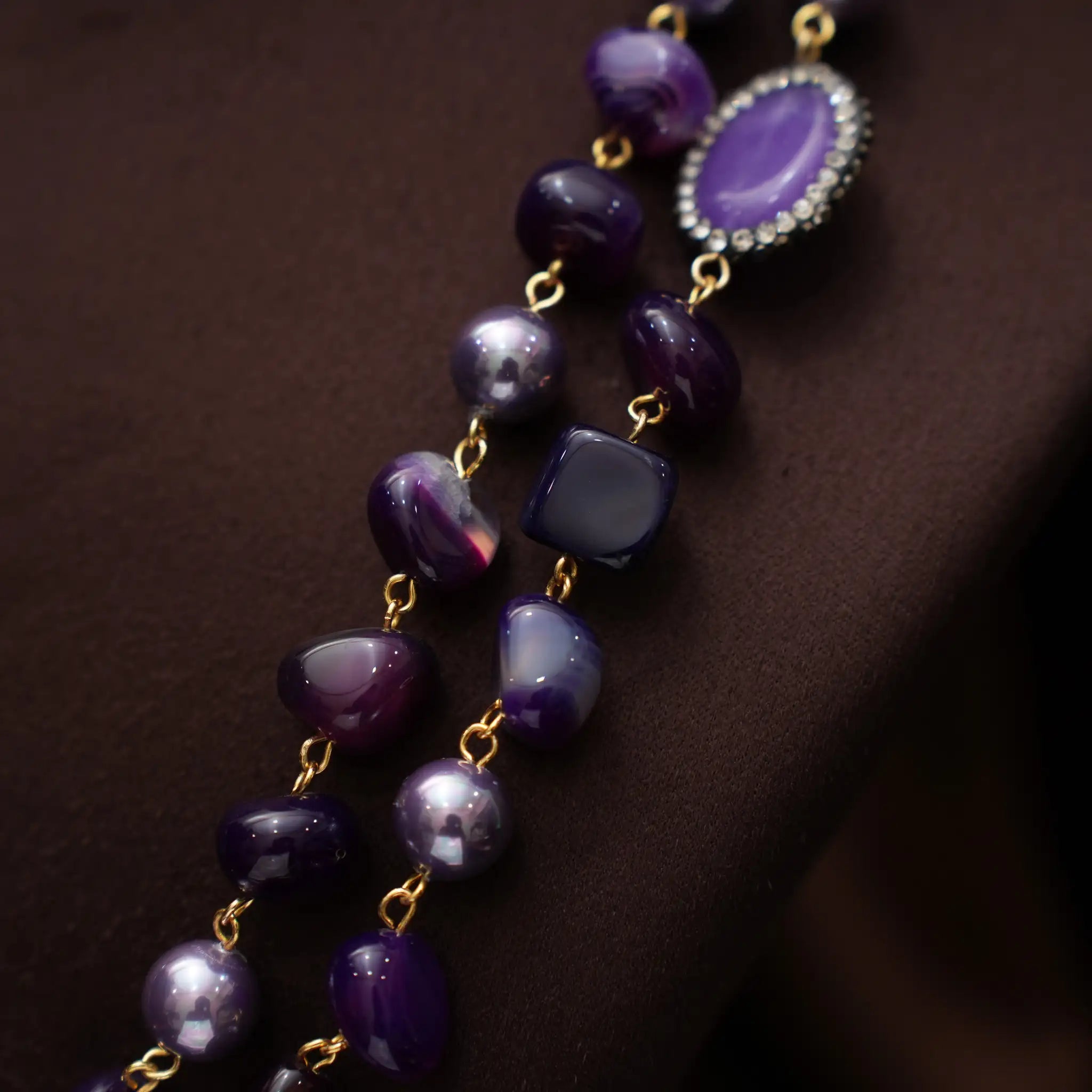 Gopika Beaded Necklace - Purple