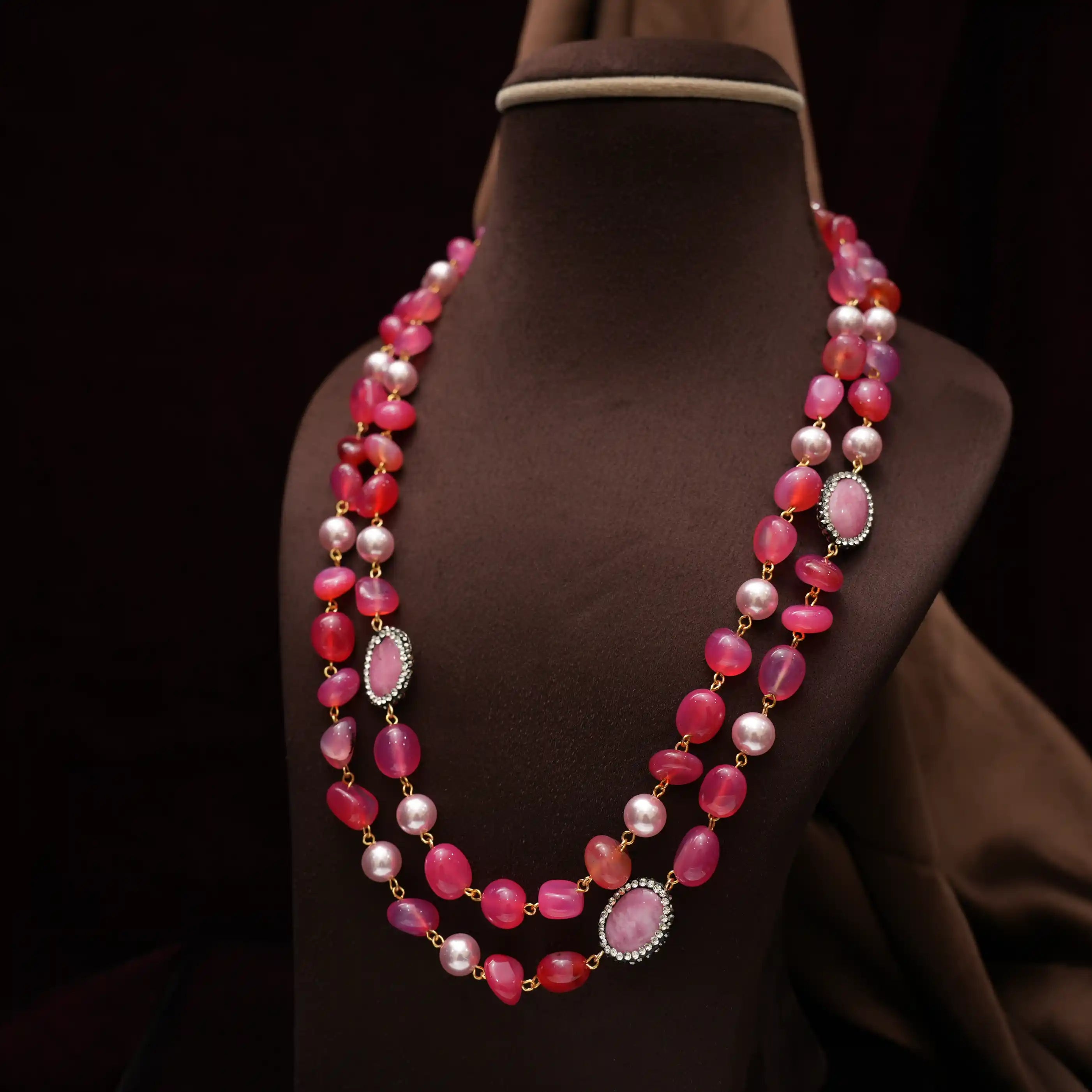 Gopika Beaded Necklace - Rose pink