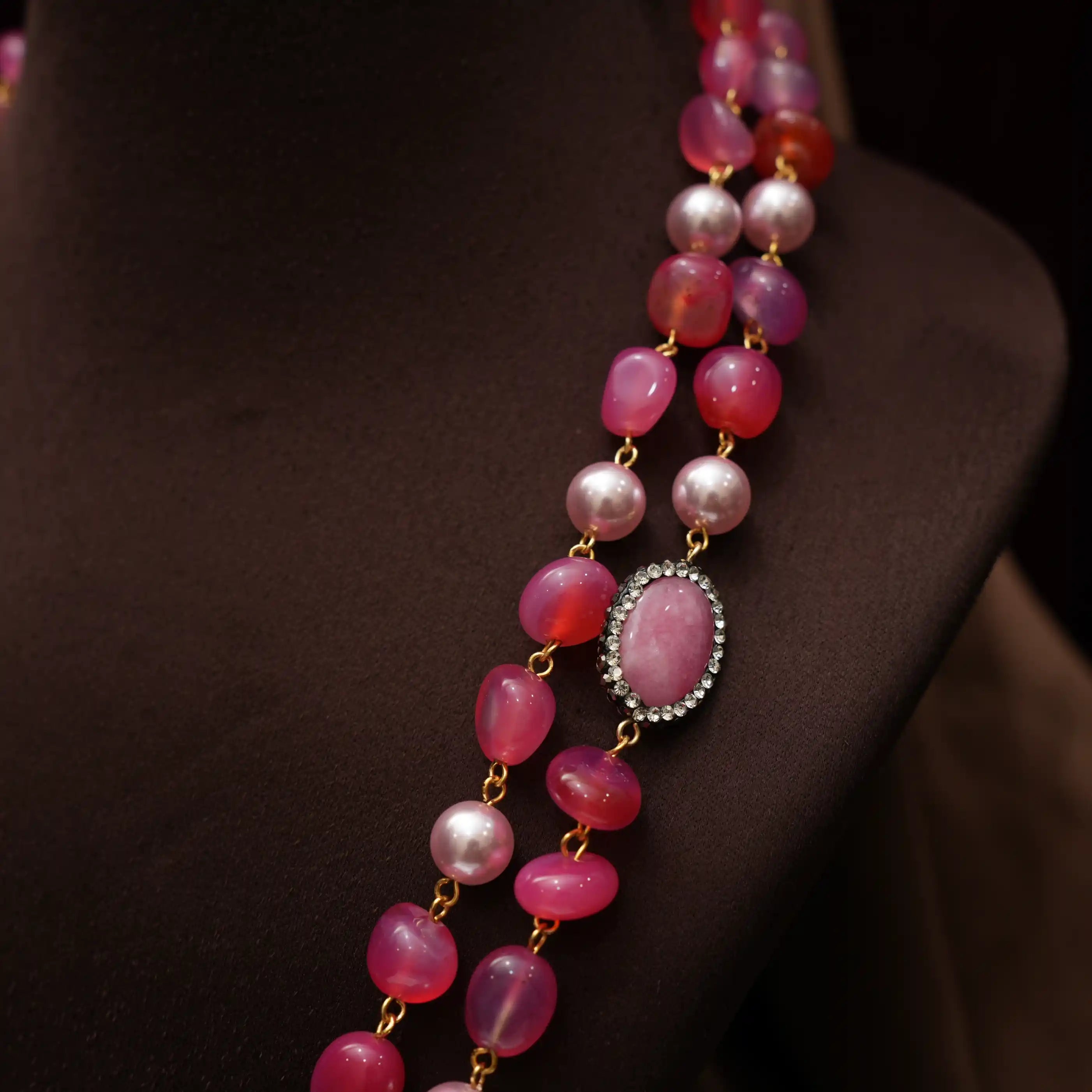 Gopika Beaded Necklace - Rose pink