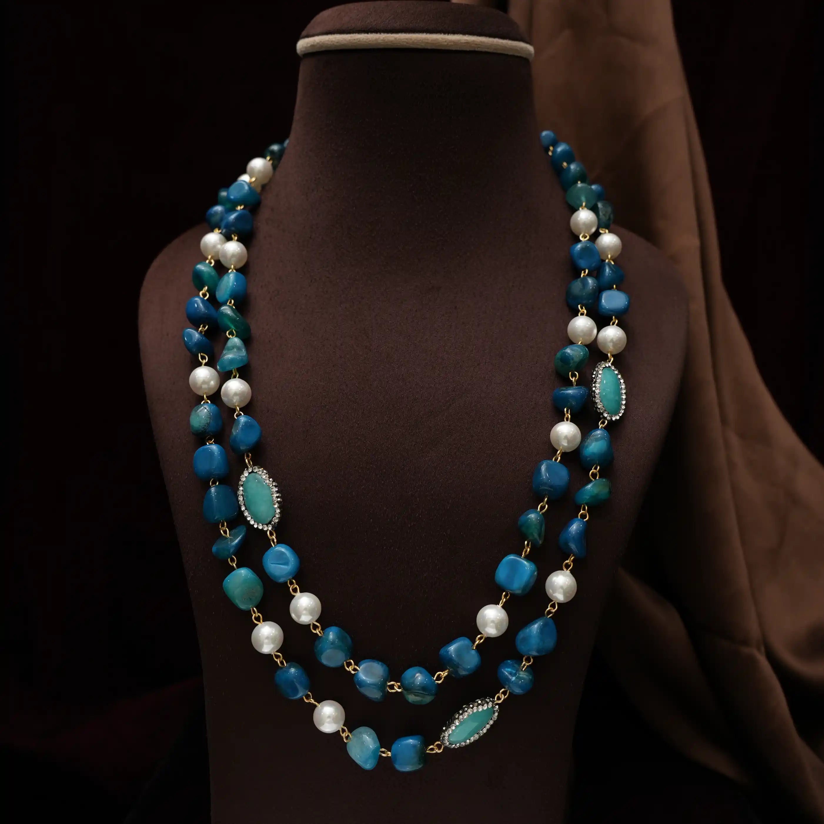 Gopika Beaded Necklace - Turquoise Blue