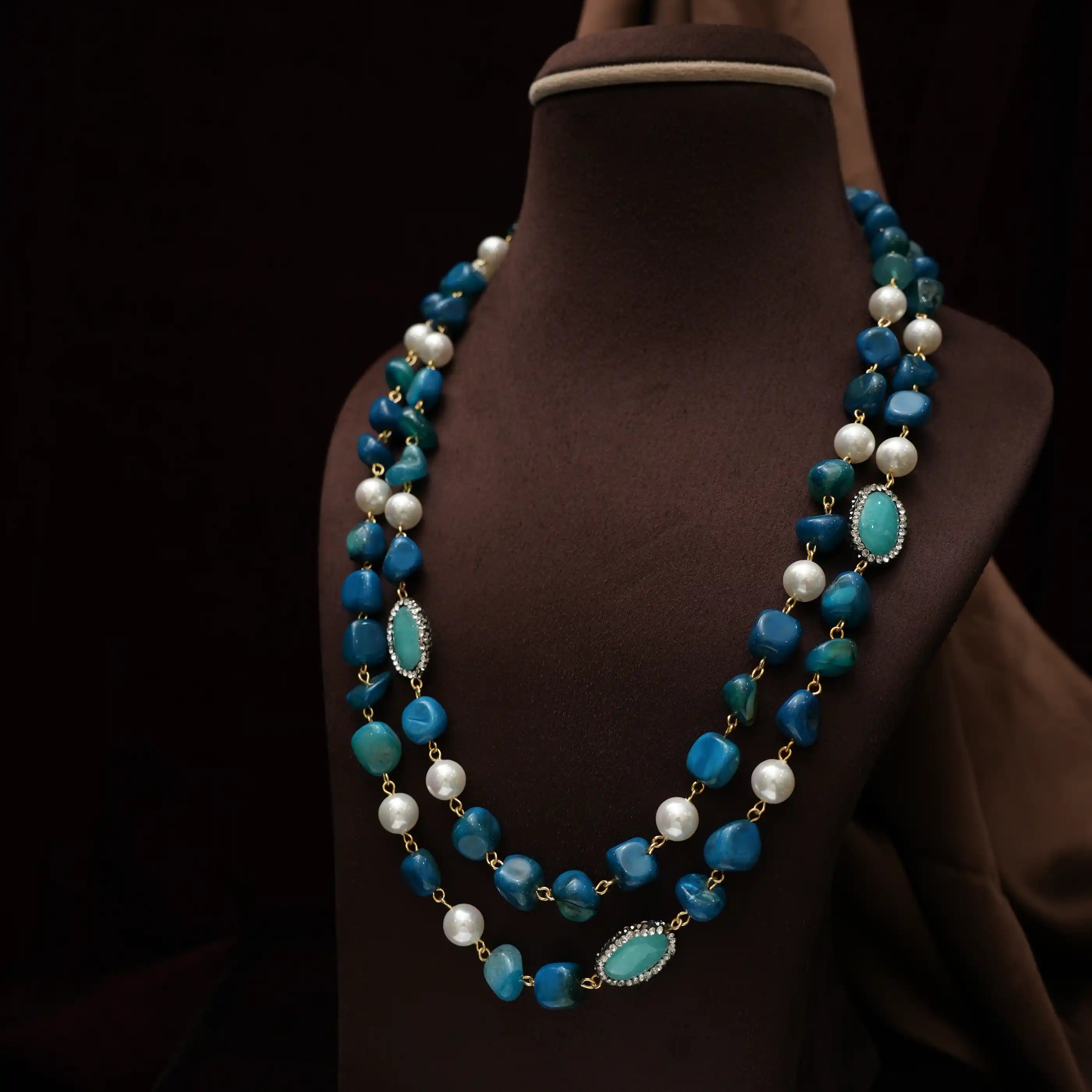 Gopika Beaded Necklace - Turquoise Blue