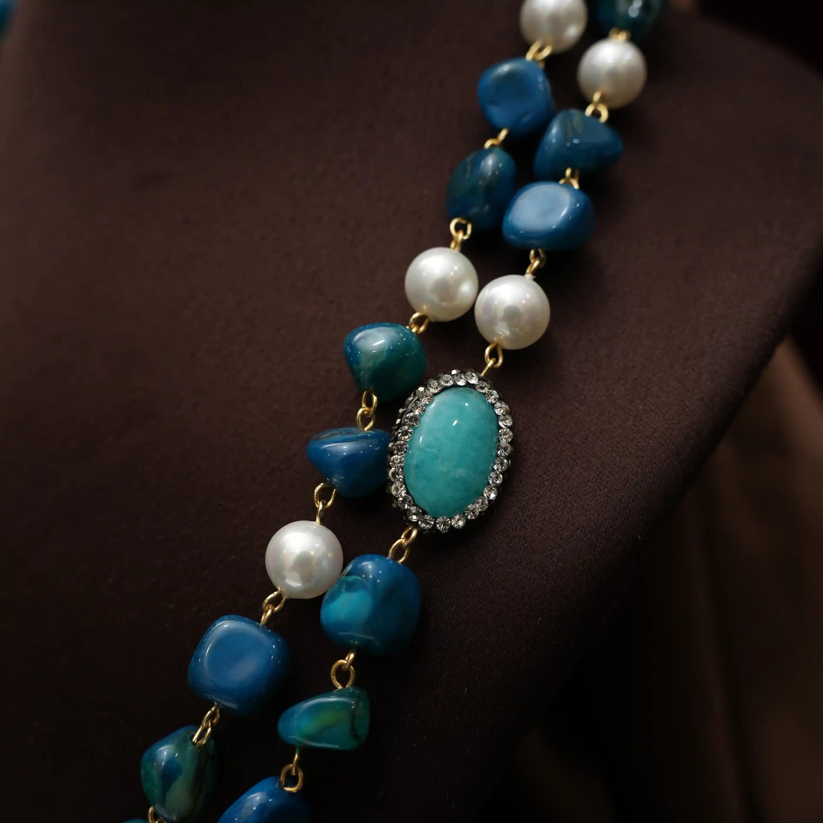 Gopika Beaded Necklace - Turquoise Blue