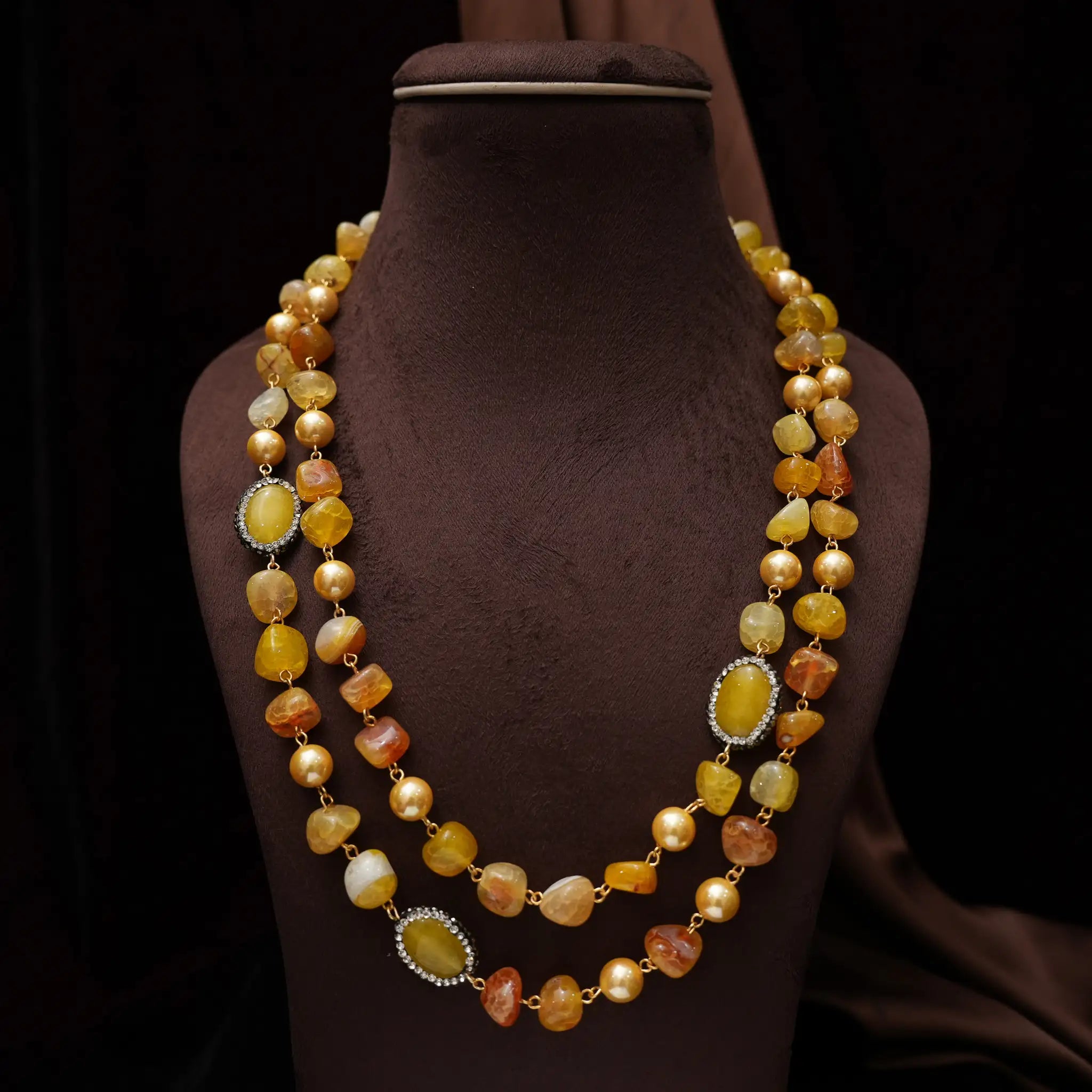 Gopika Beaded Necklace - Yellow