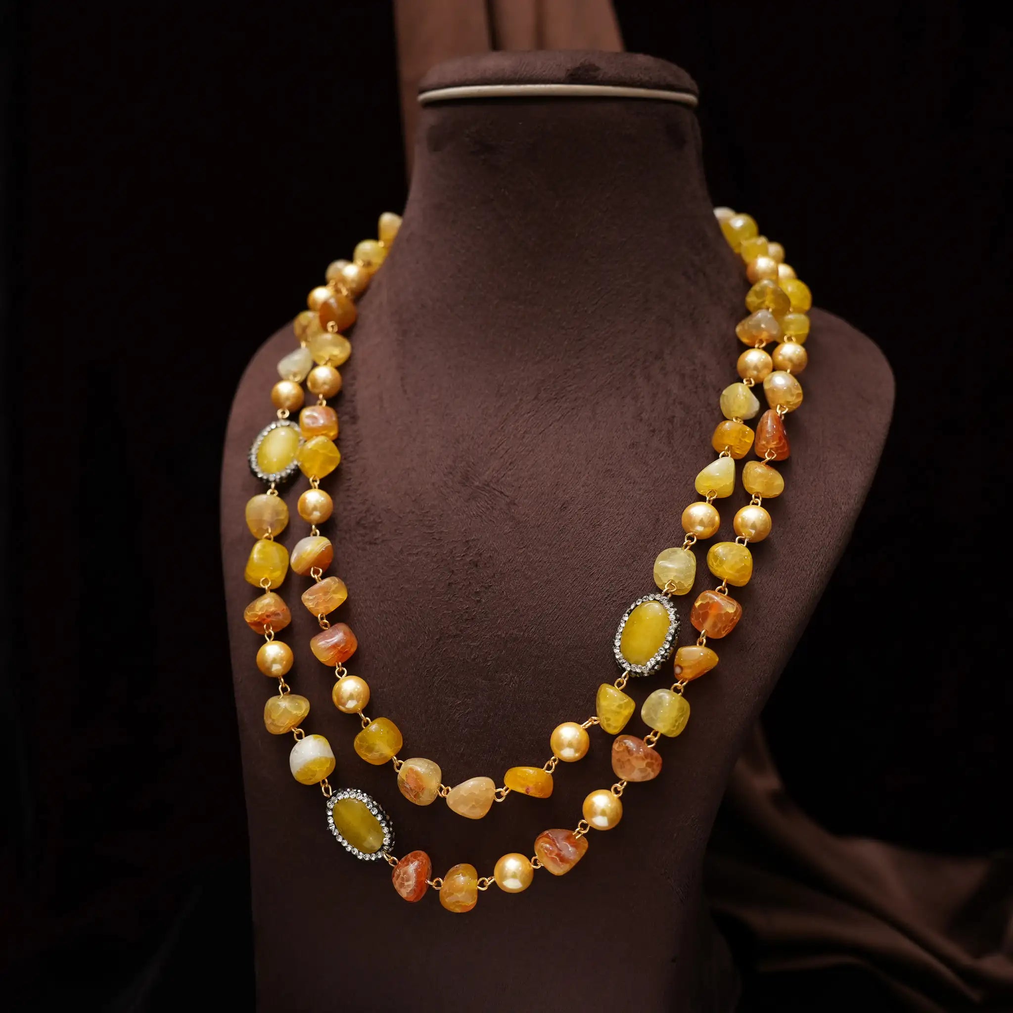 Gopika Beaded Necklace - Yellow