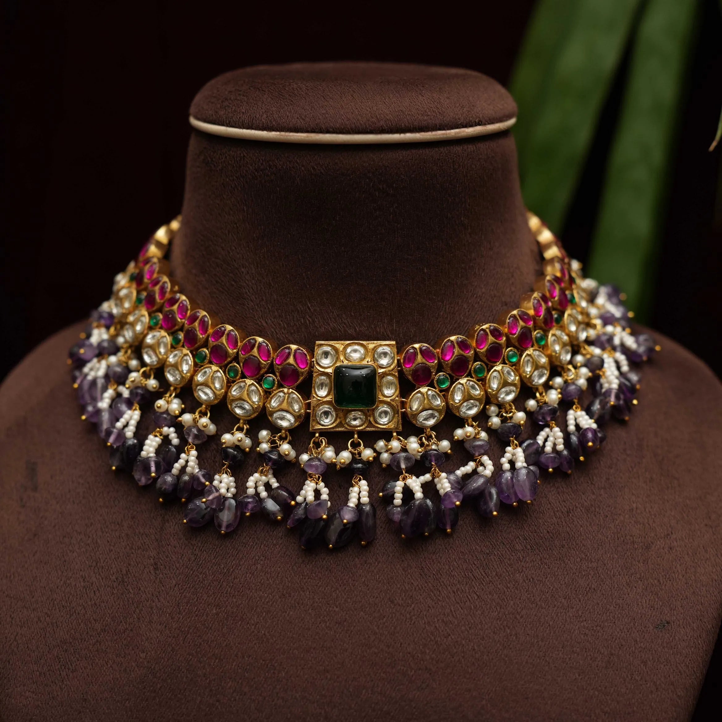 Granth Polki Necklace - Purple