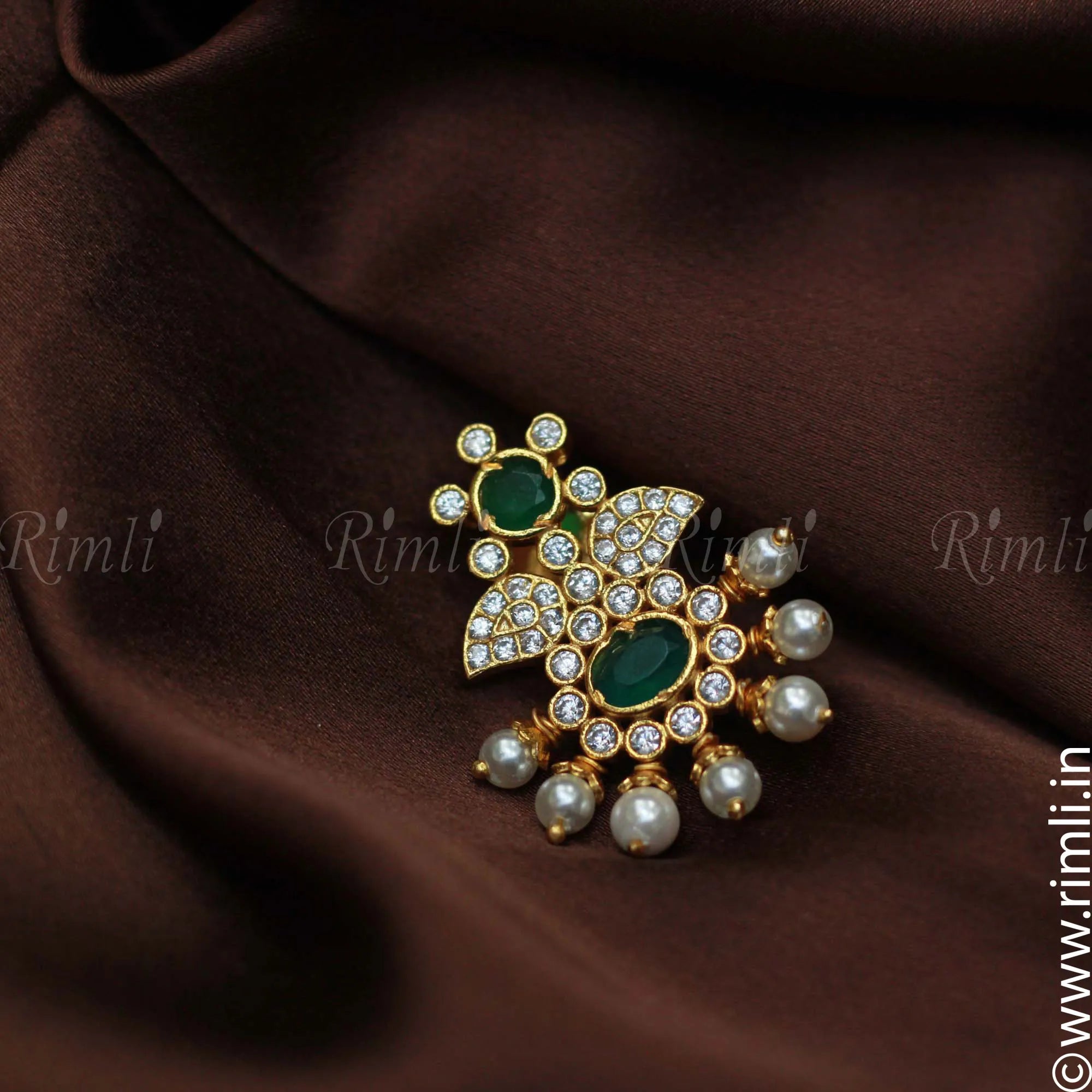 Green Floral Silver Earrings